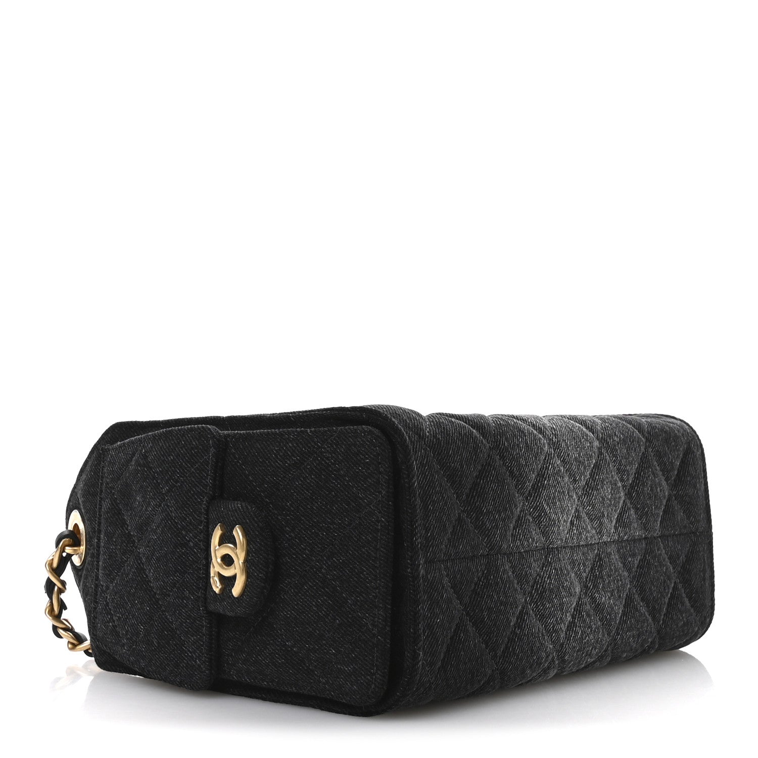 Denim Quilted Mini Chanel 25 Handbag Black