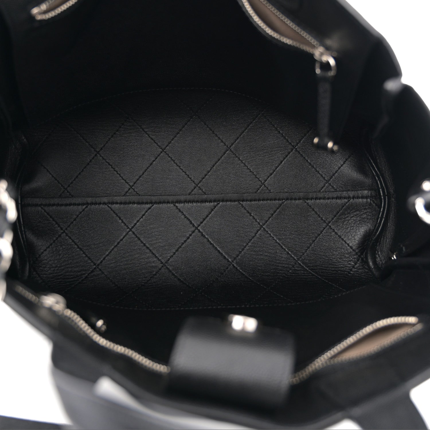 Caviar Stitched Medium Lady Coco Shopping Tote Black