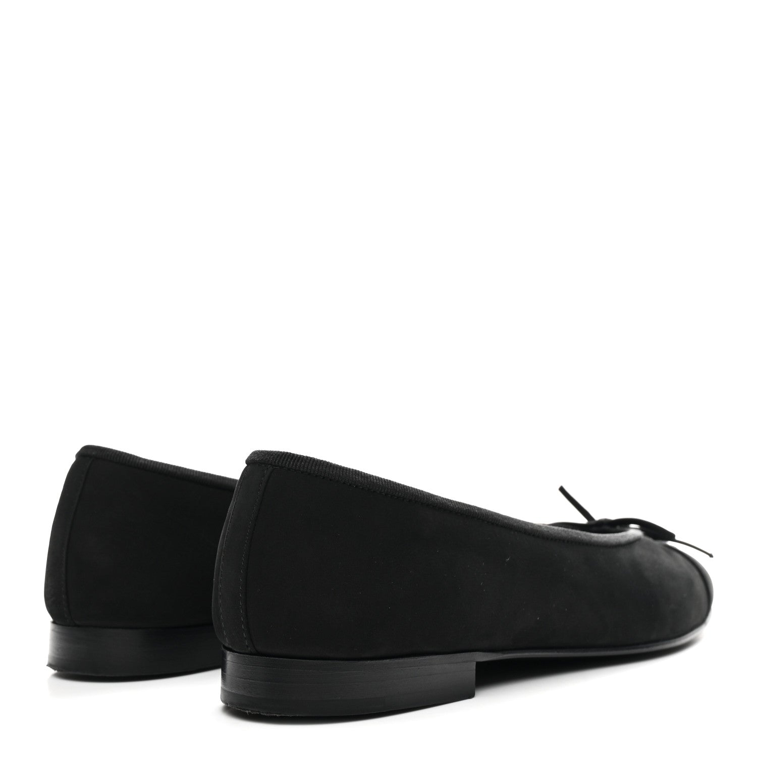Suede Calfskin Cap Toe CC Ballerina Flats 36 Black