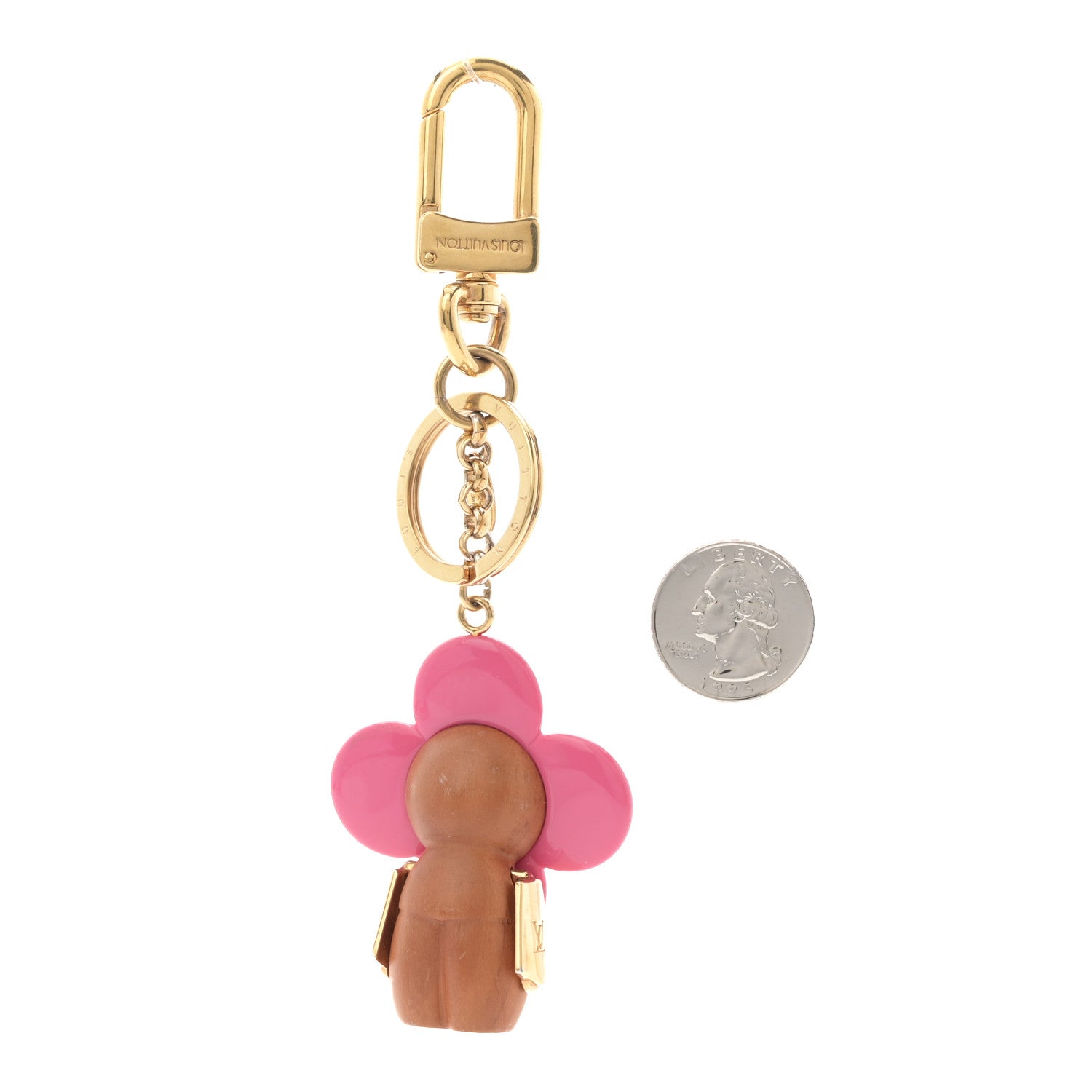 Wood Monogram Vivienne Puppet Bag Charm Key Holder Pink