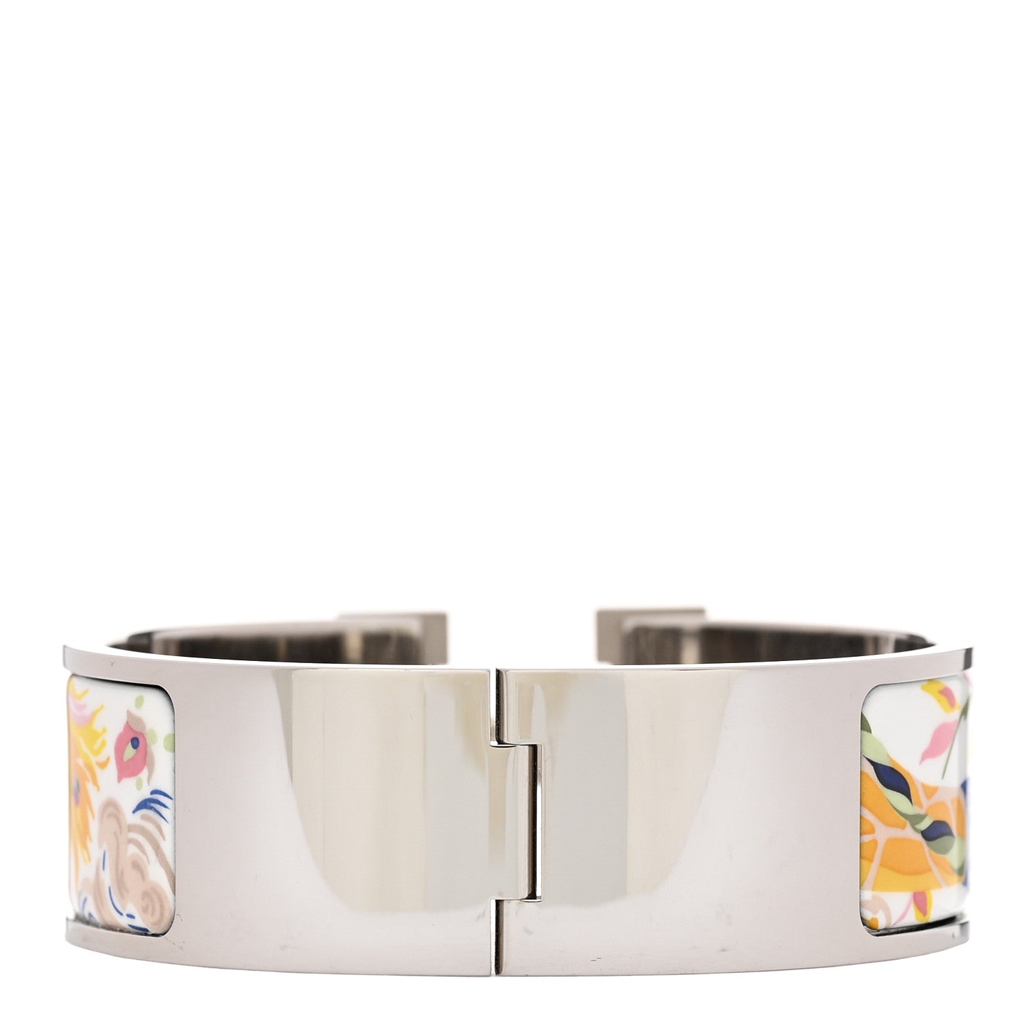 Enamel Printed Wide Clic Clac H Emile Et Une Nuit Bracelet PM White