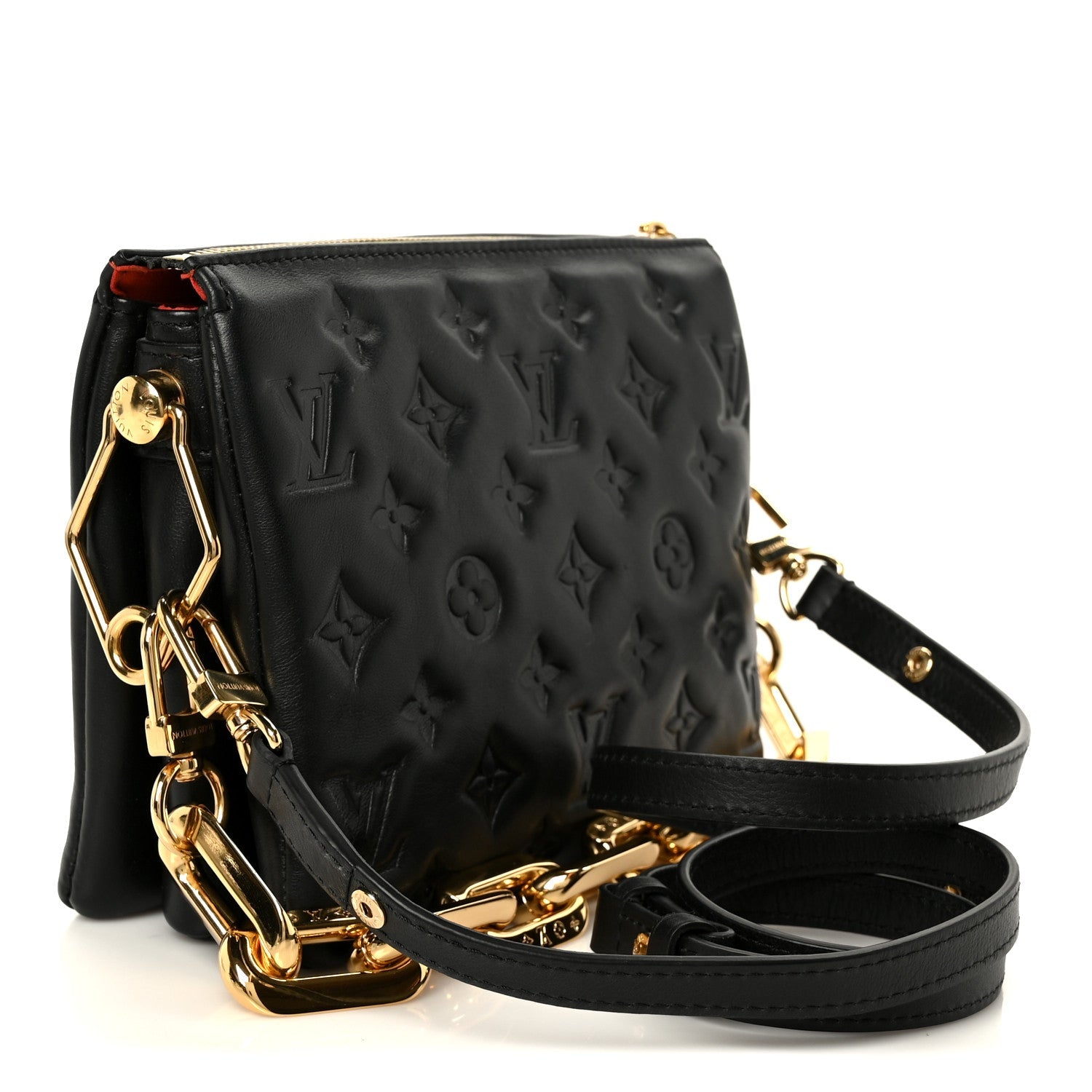 Lambskin Embossed Monogram Coussin BB Black