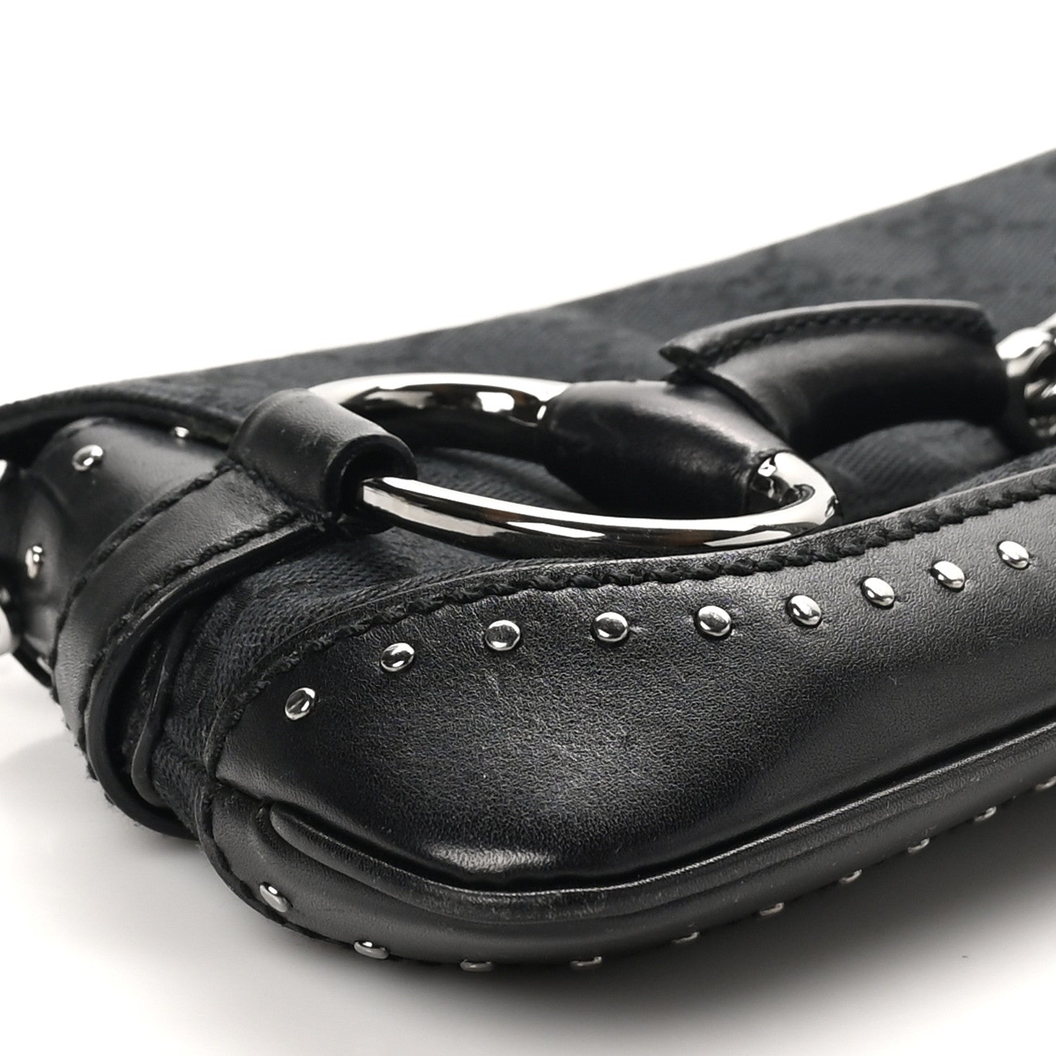 Monogram Studded Horsebit Clutch Black