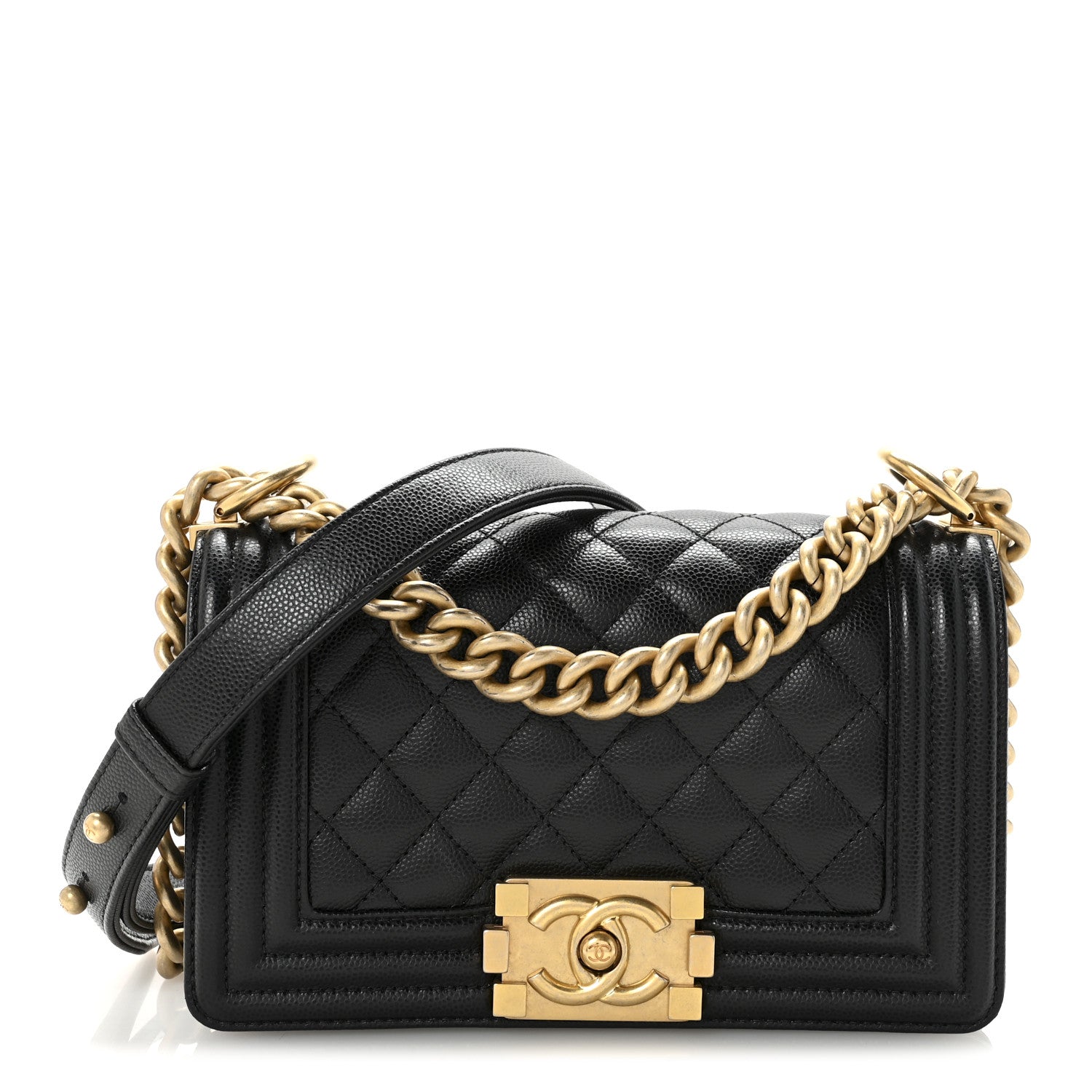 Caviar Quilted Small Boy Flap Black