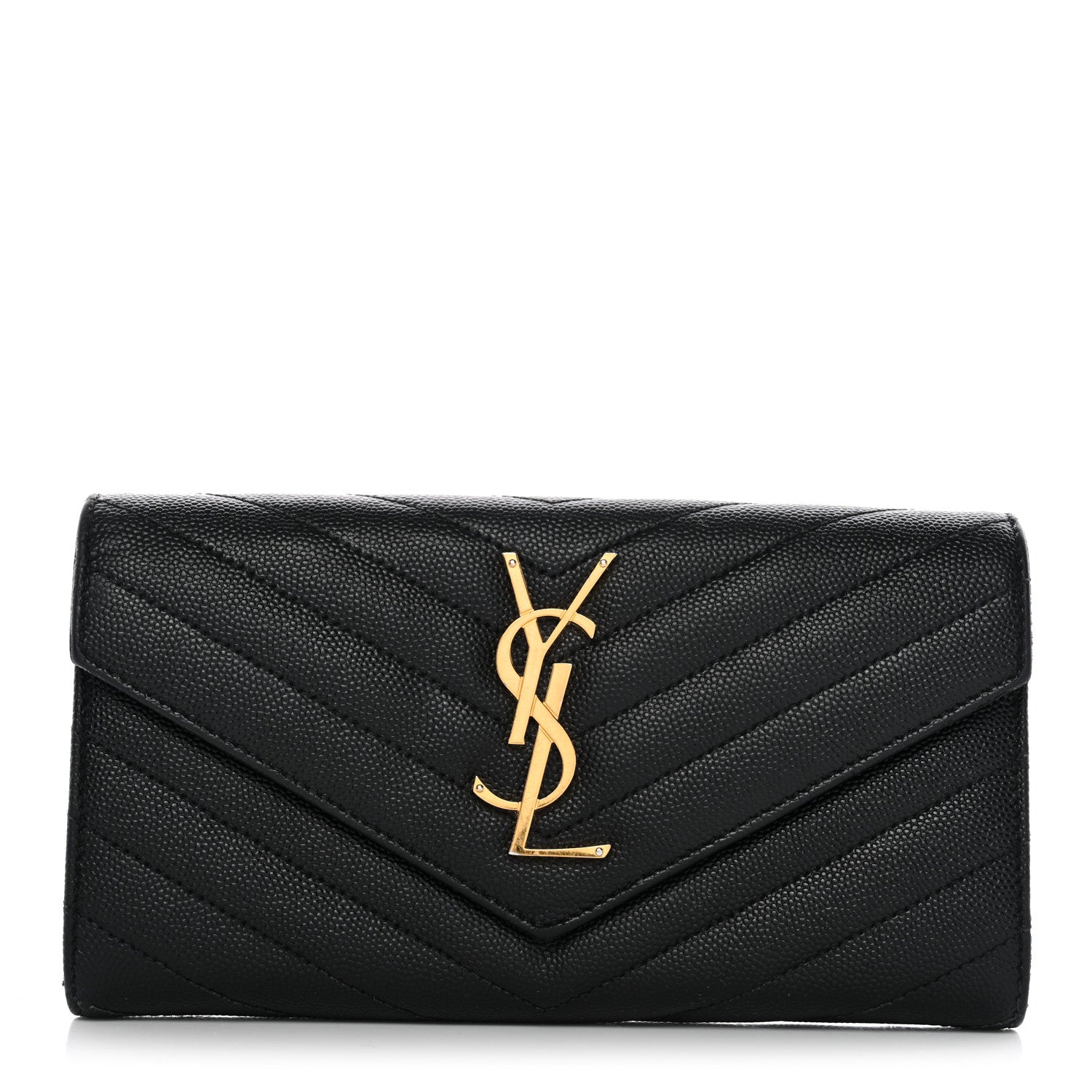 Grain De Poudre Matelasse Chevron Monogram Flap Wallet Black