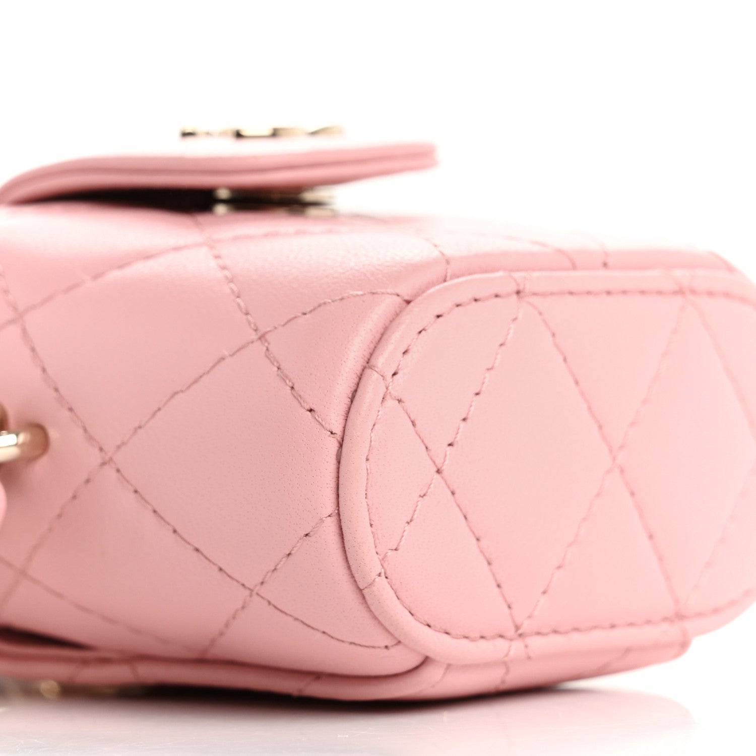 Lambskin Quilted Resin Elegant Chain Mini Vanity Case  Pink