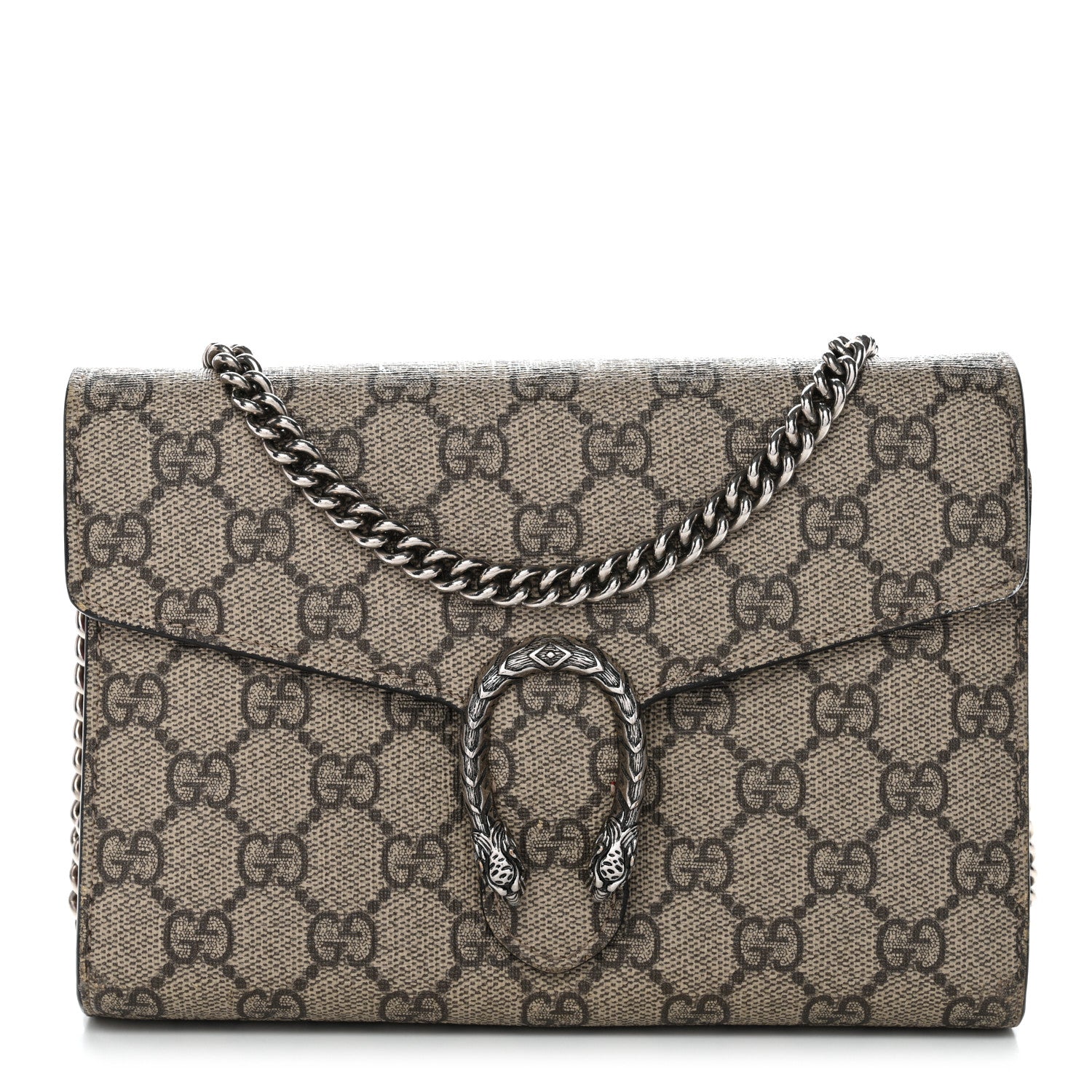 GG Supreme Monogram Mini Dionysus Chain Wallet Beige Vulcanic Red