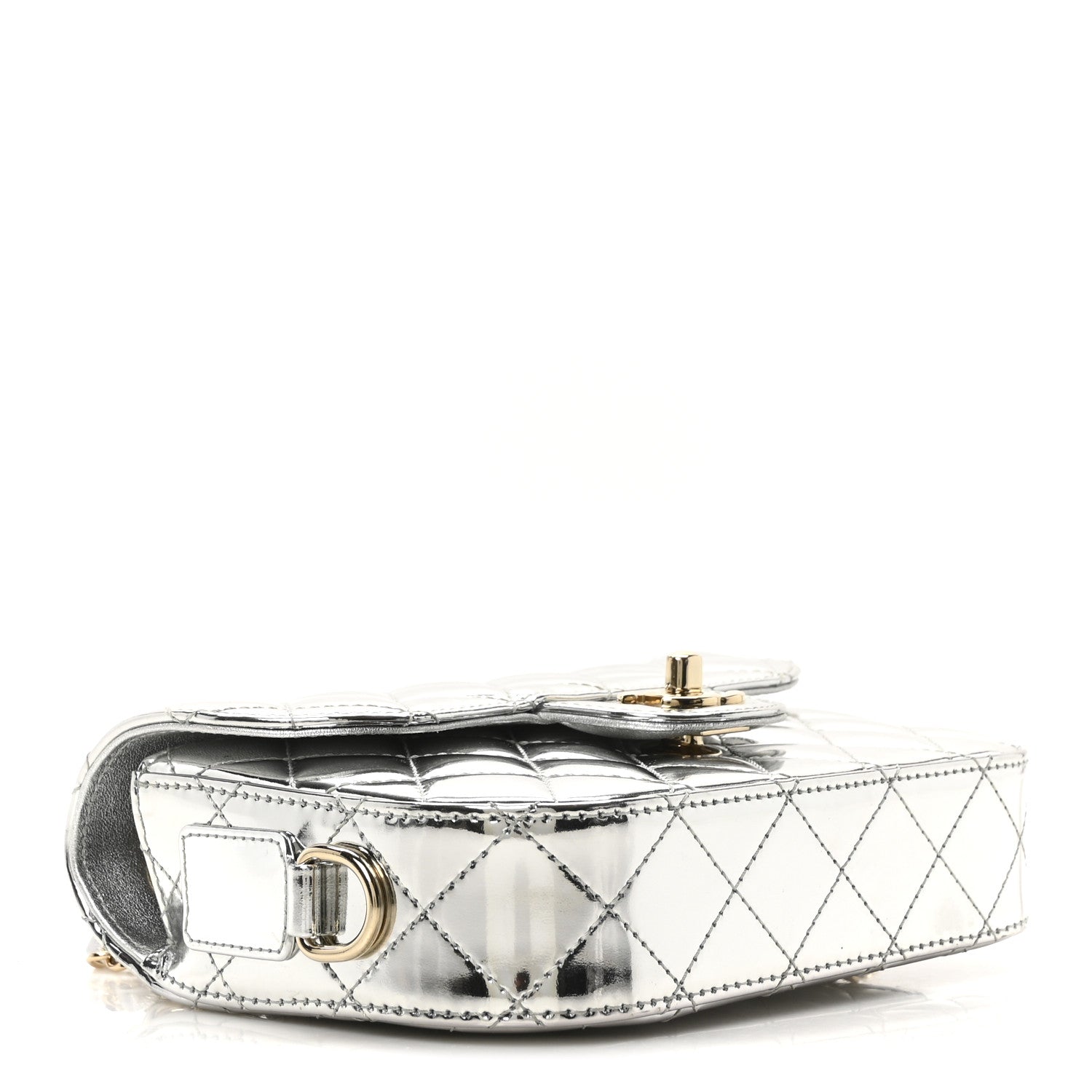 Mirror Calfskin Metallic Calfskin Quilted Hollywood Boulevard Mini Flap With Star Coin Purse Silver