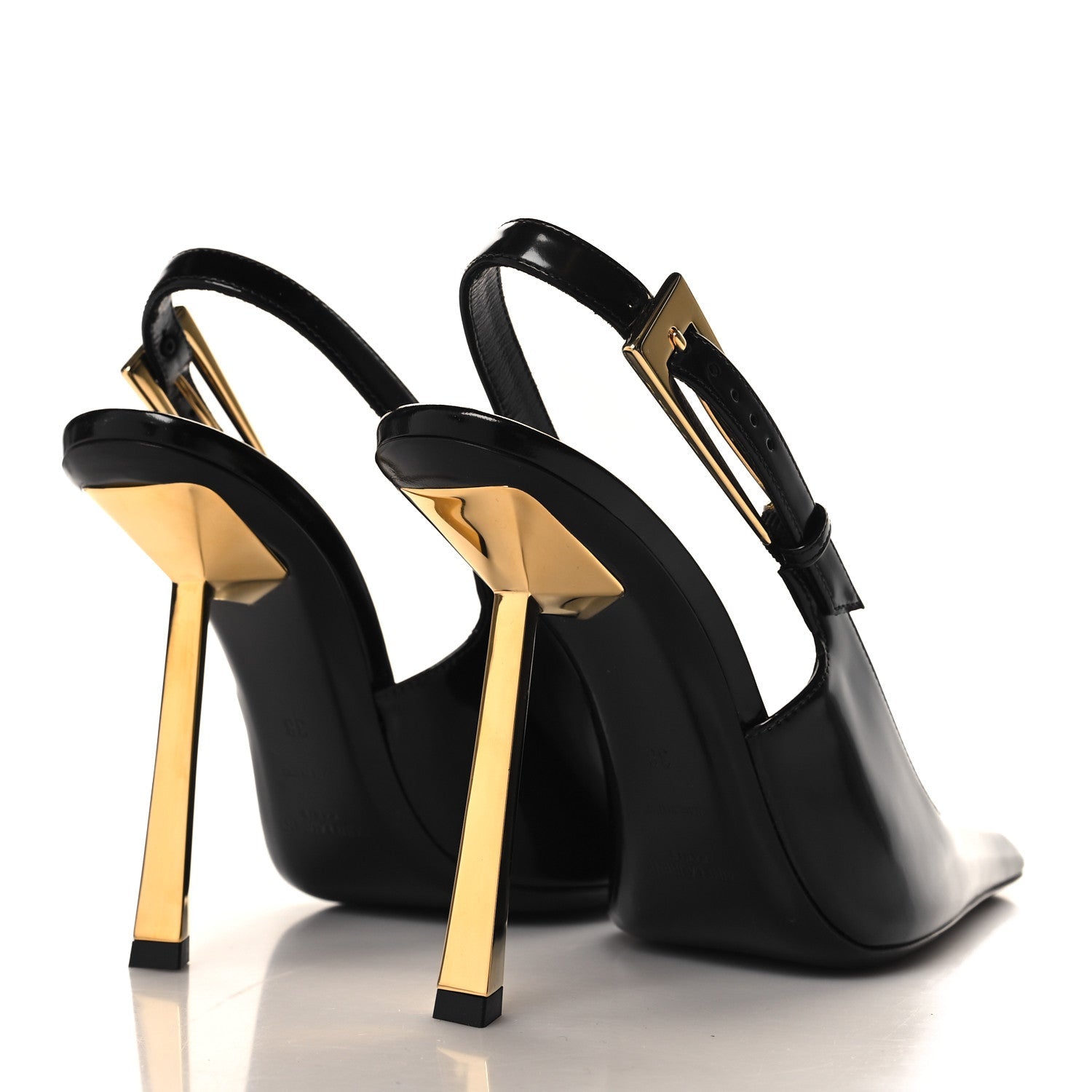 Glazed Calfskin Lee Slingback Pumps 38 Black