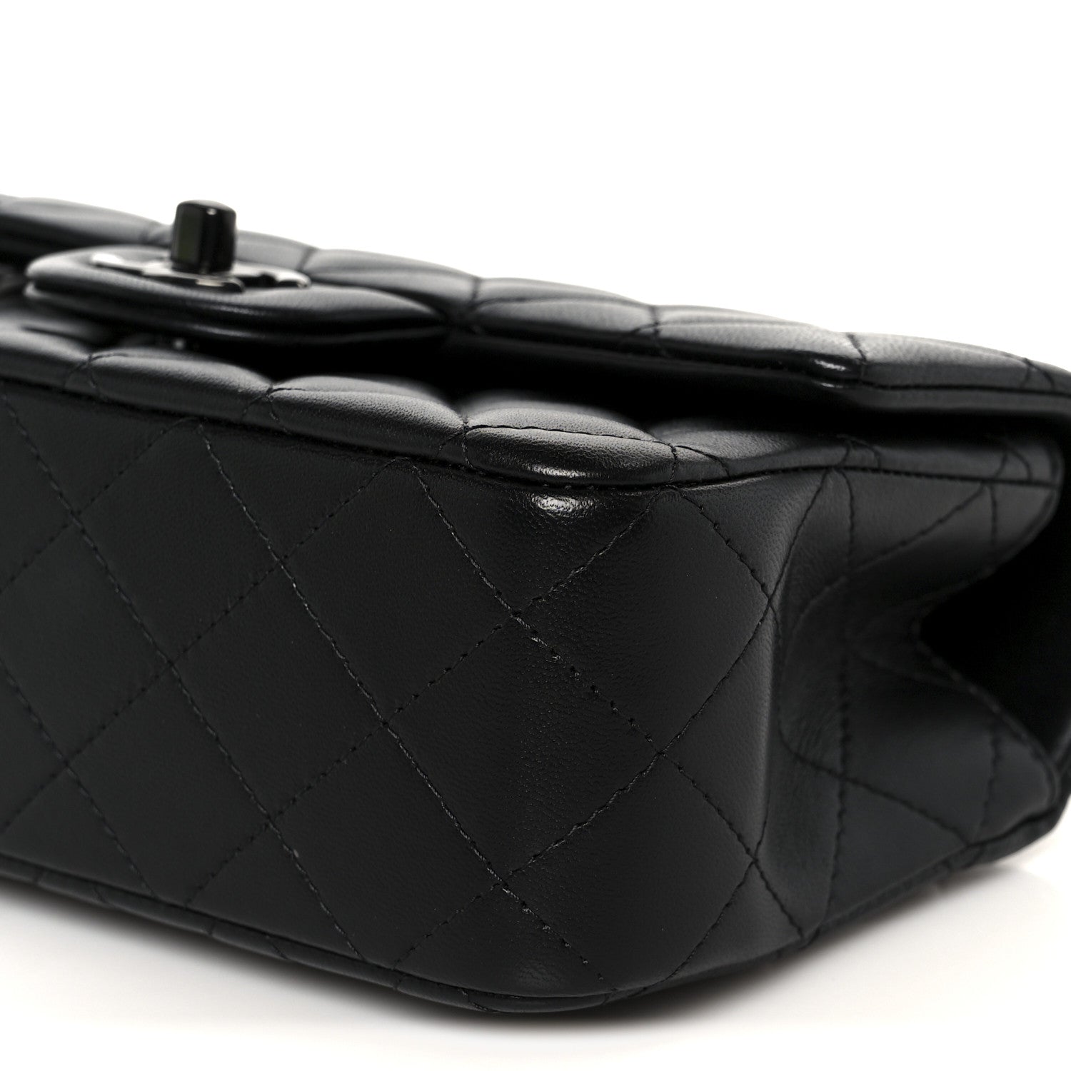 Lambskin Quilted Mini Top Handle Rectangular Flap So Black