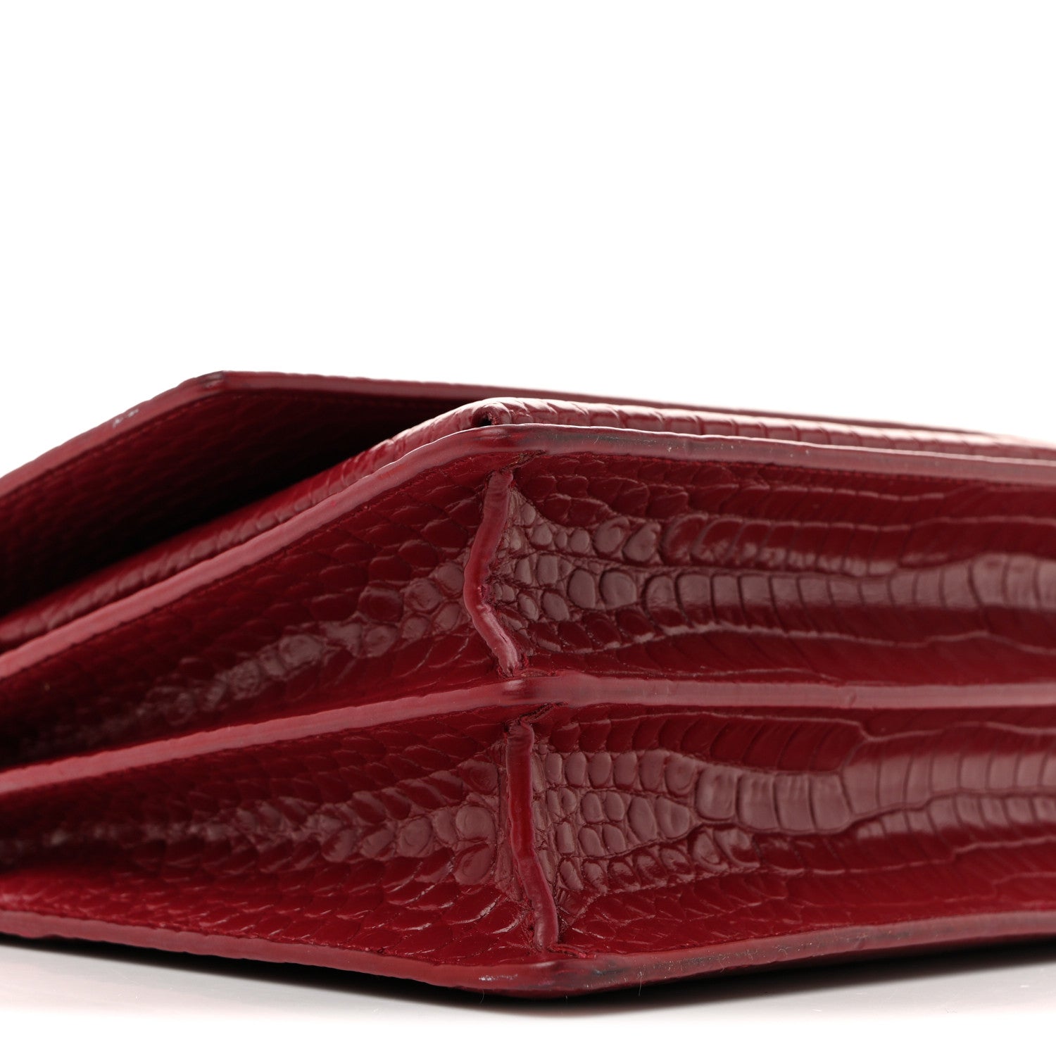 Calfskin Crocodile Embossed Medium Monogram Sunset Rouge Eros