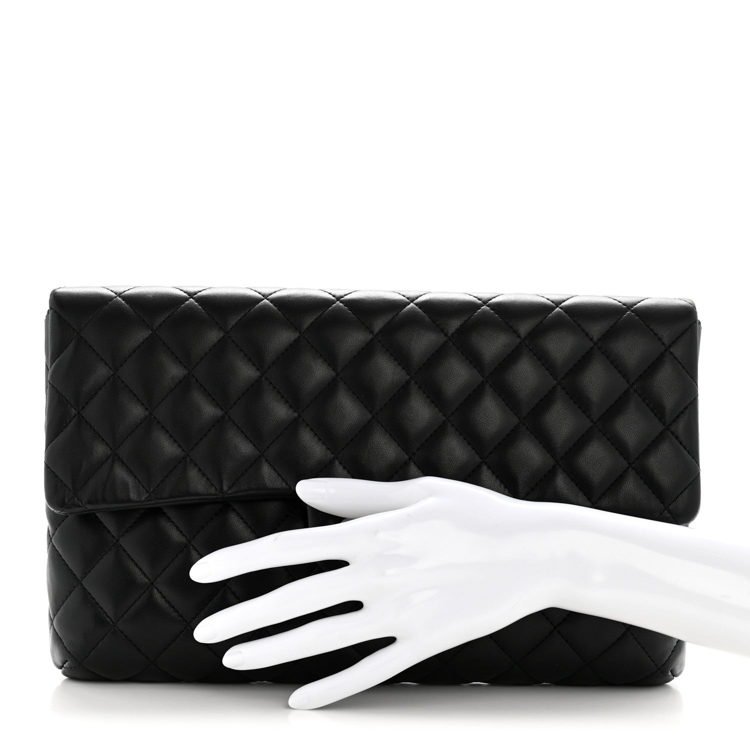Lambskin Quilted Flap Clutch Black