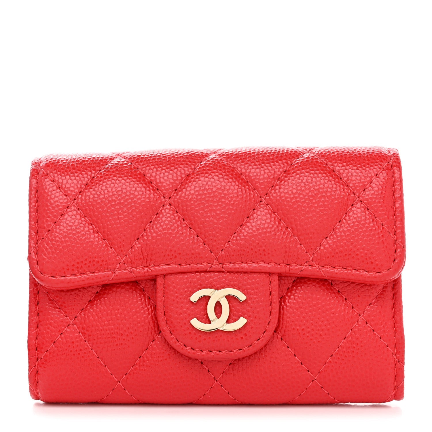 Caviar Quilted Classic 4 Key Holder Wallet Red
