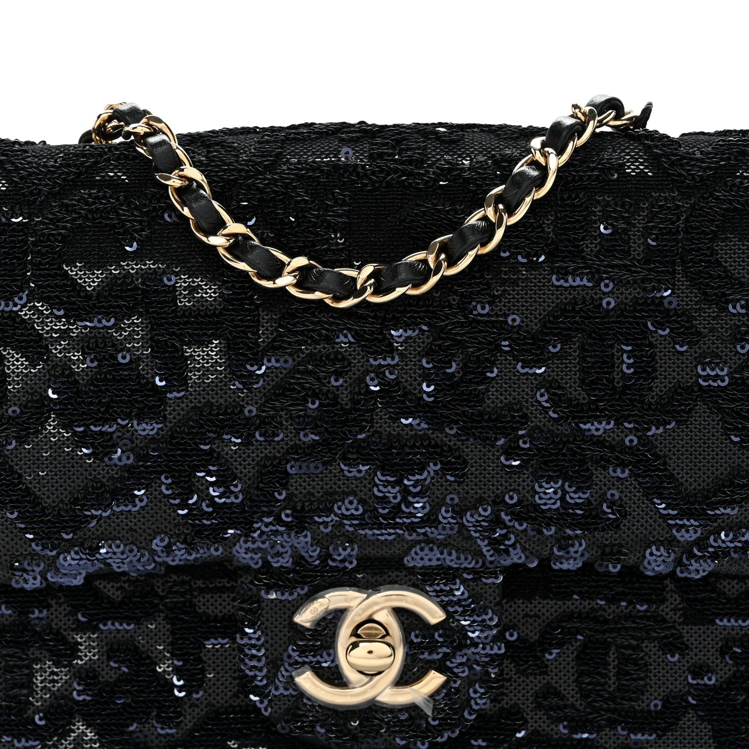 Sequin Quilted Small Single Flap Black