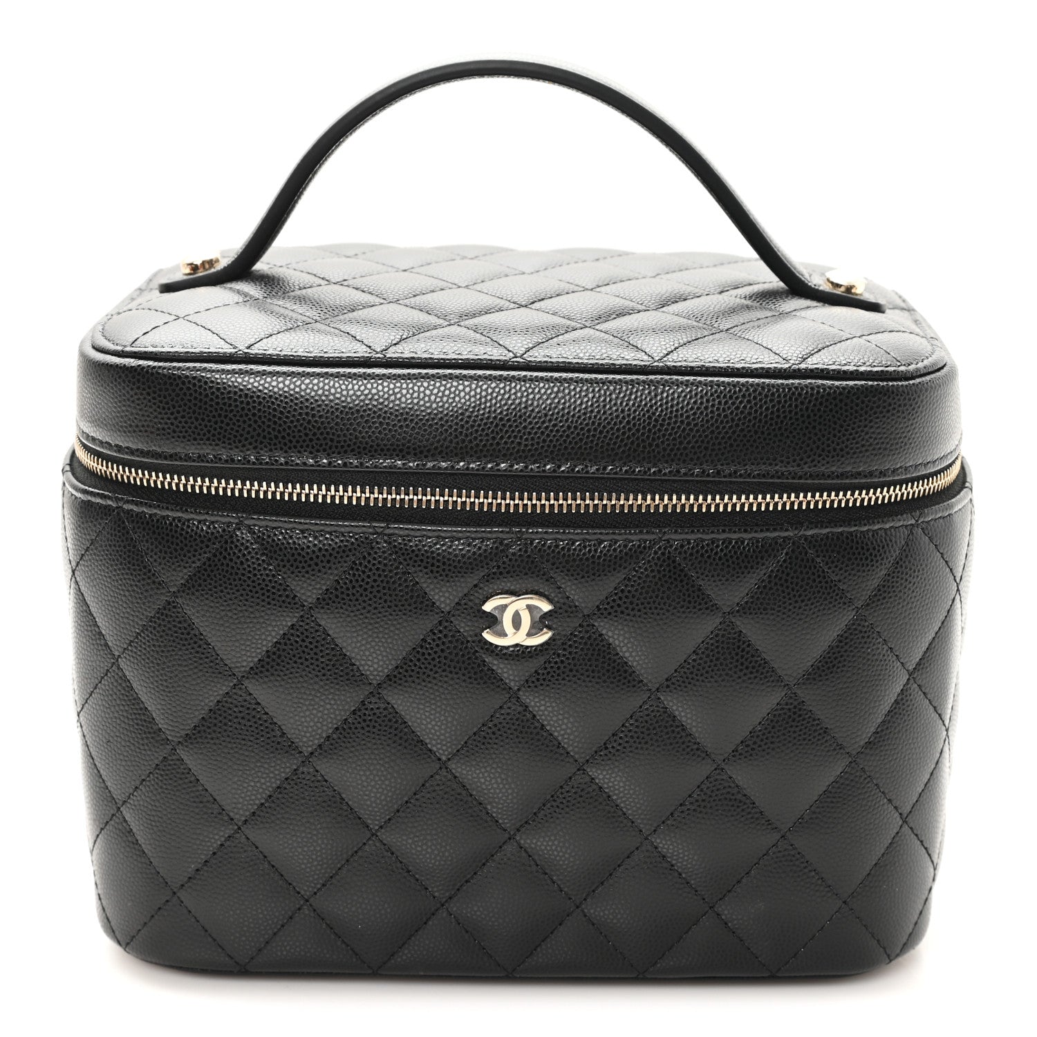 Caviar Quilted Large Vanity Pouch Black