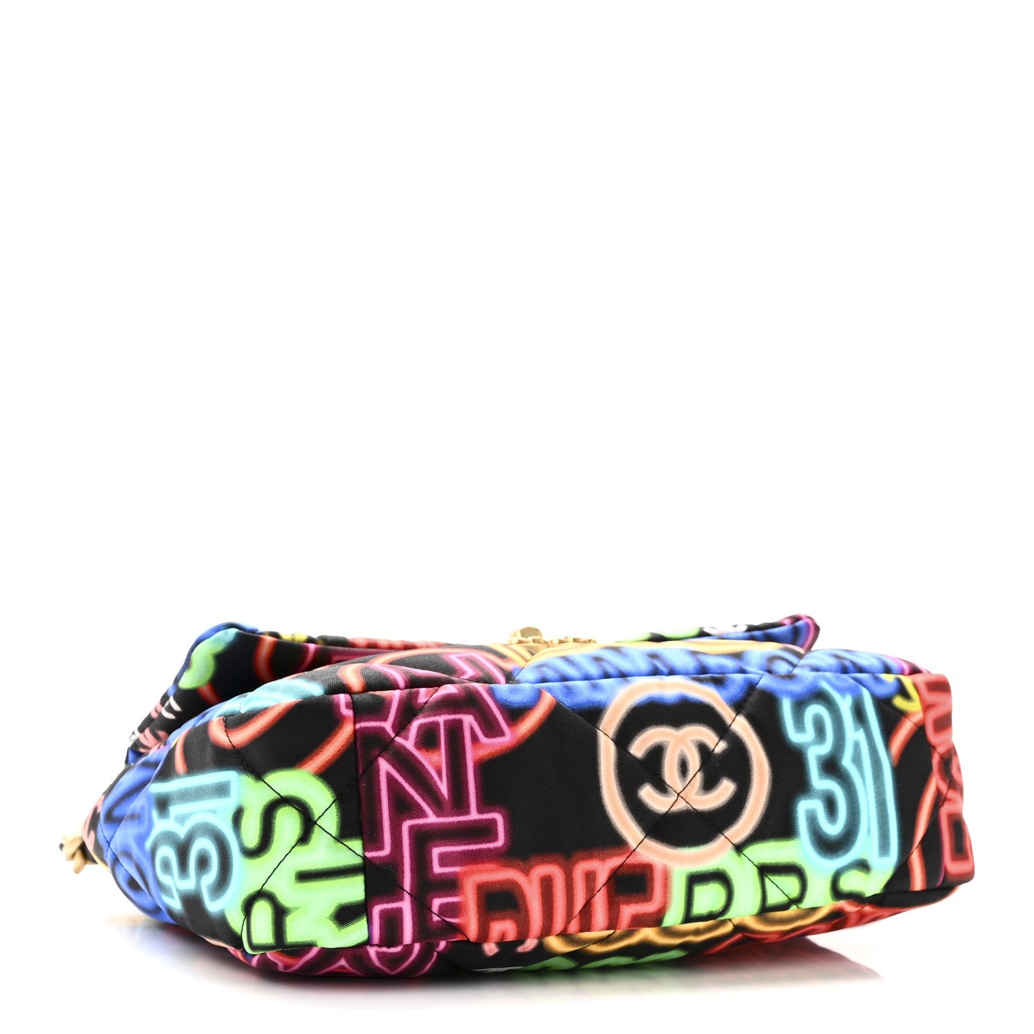 Fabric Printed Medium Chanel 19 Flap Black Multicolor