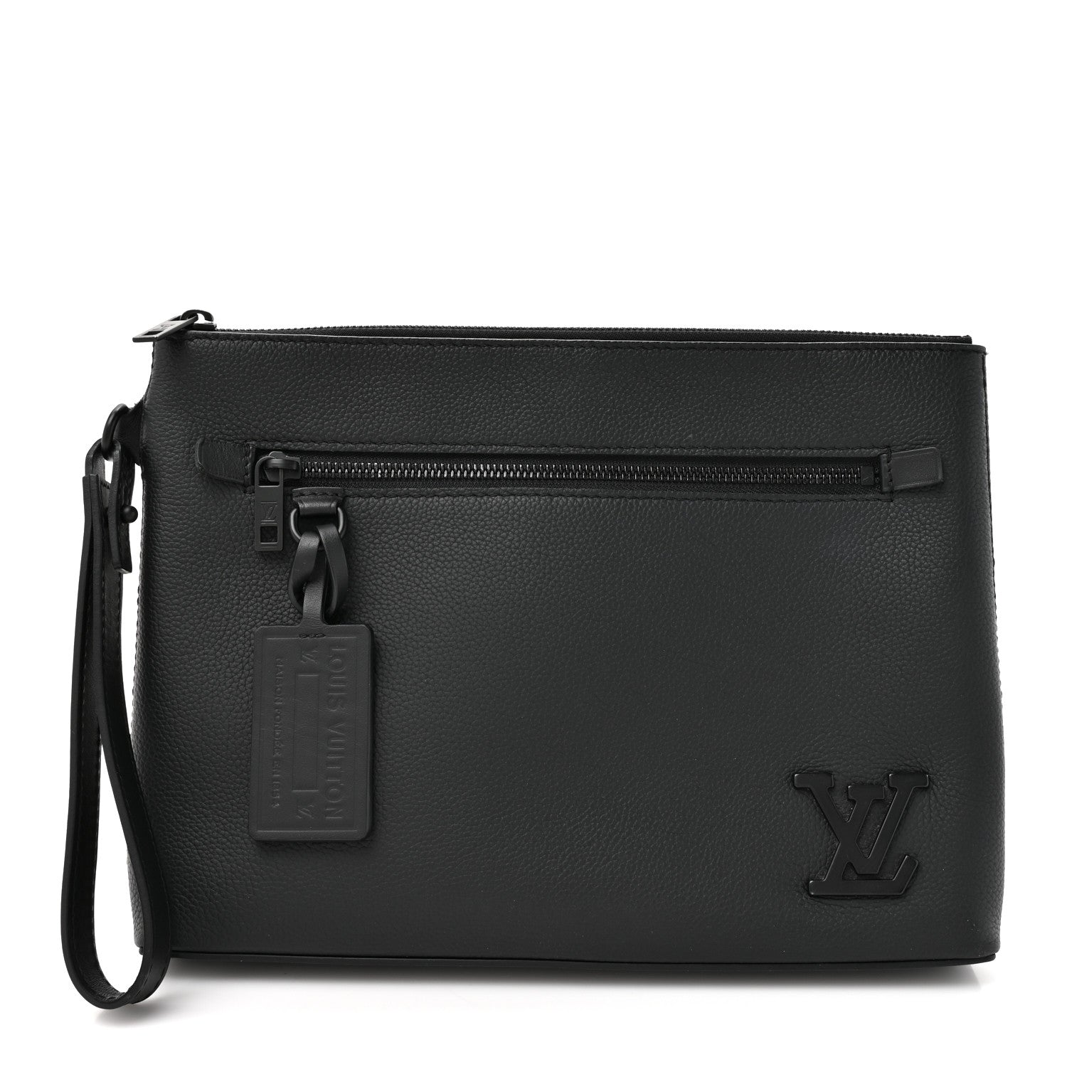 Grained Calfskin Aerogram Takeoff Pouch Black