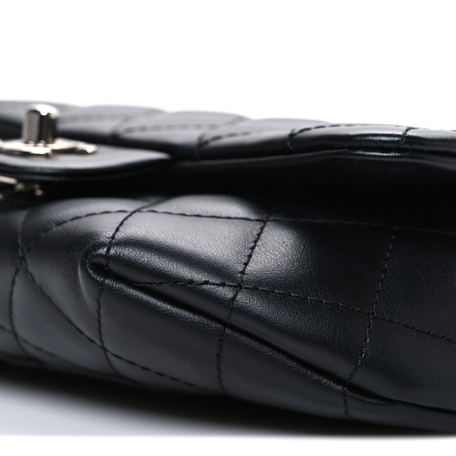 Calfskin Quilted CC Uniform Flap Belt Bag Black