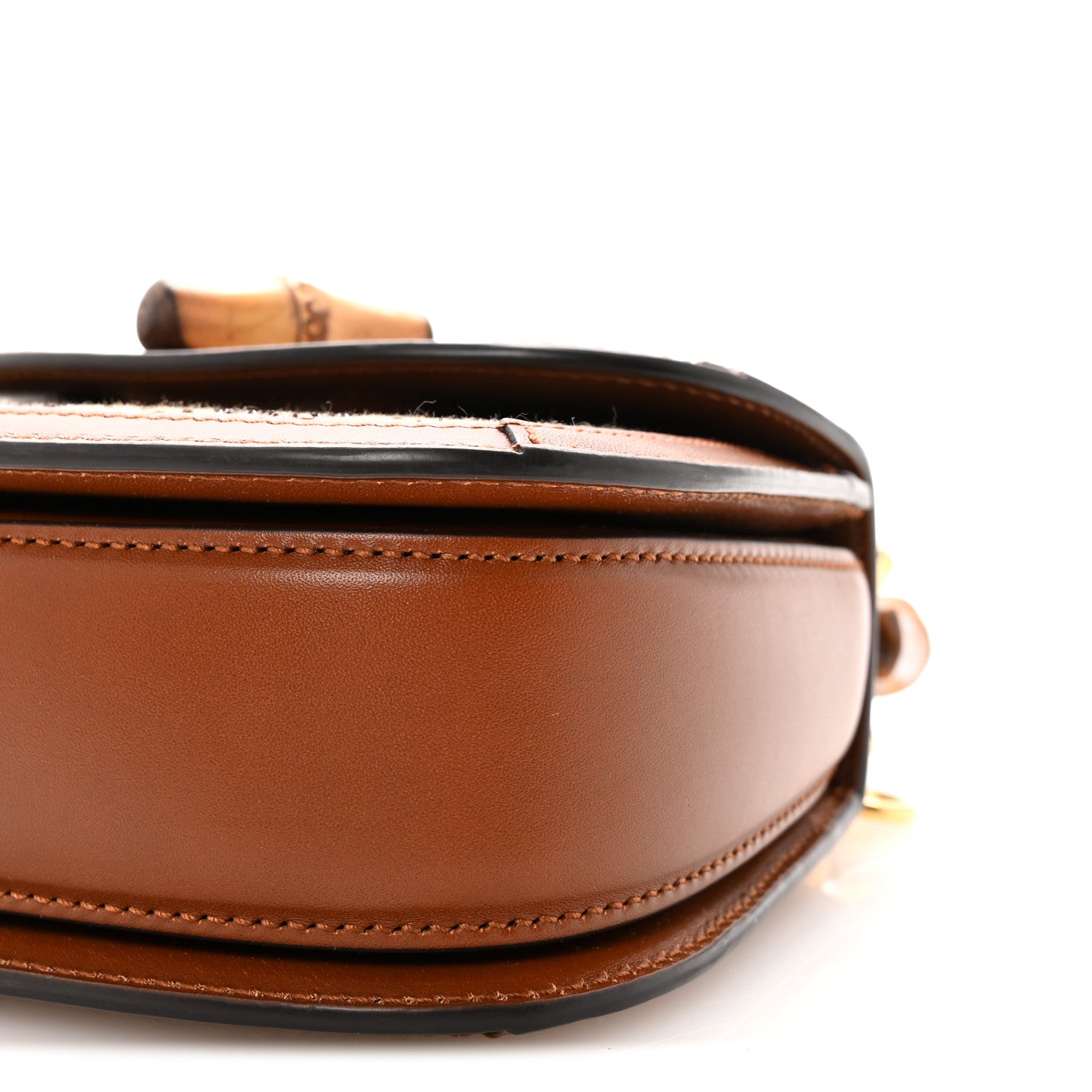 New Canvas Charisma Calfskin Crystal GG Monogram Small Bamboo 1947 Top Handle Bag Camel Ebony