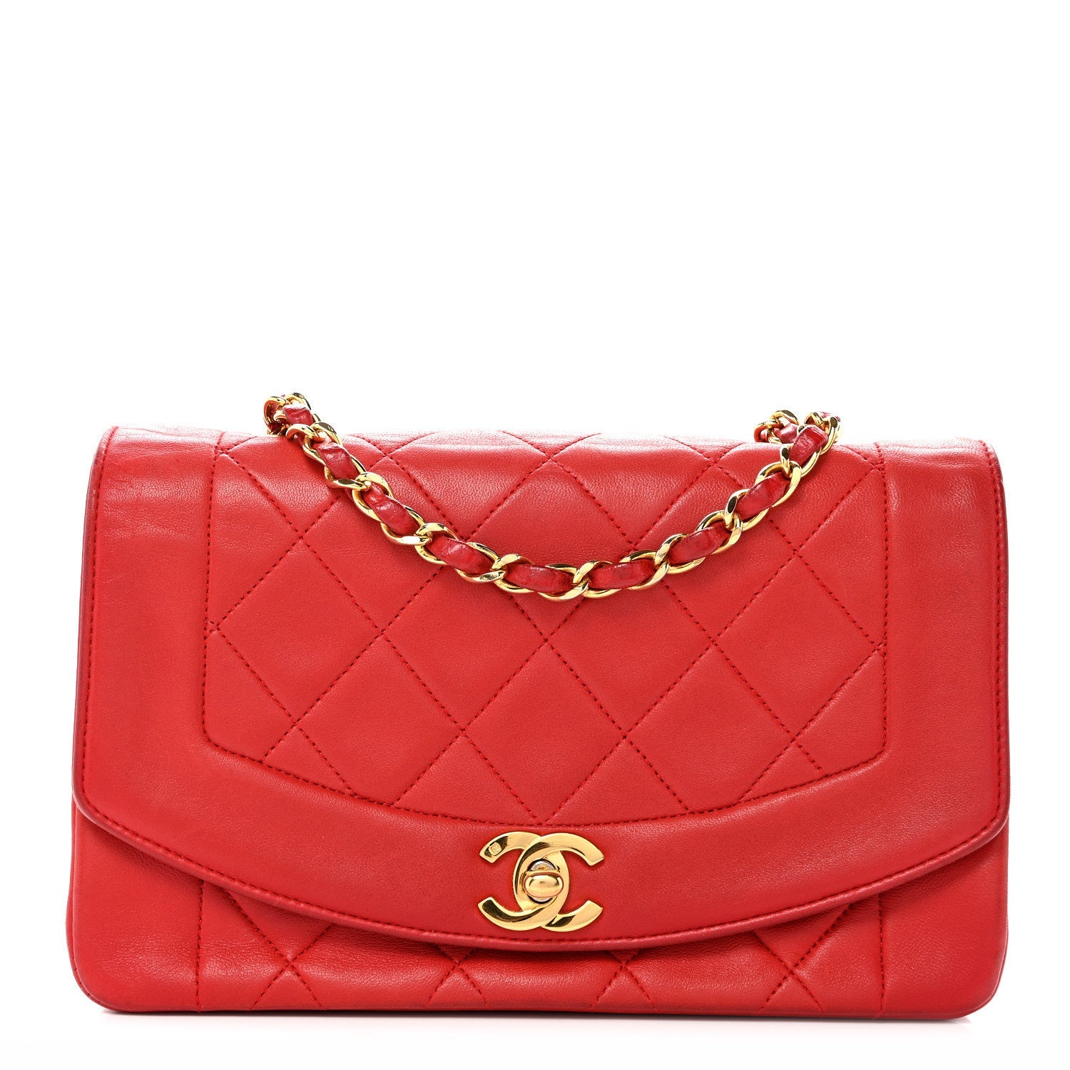 Lambskin Quilted Small Single Flap Red