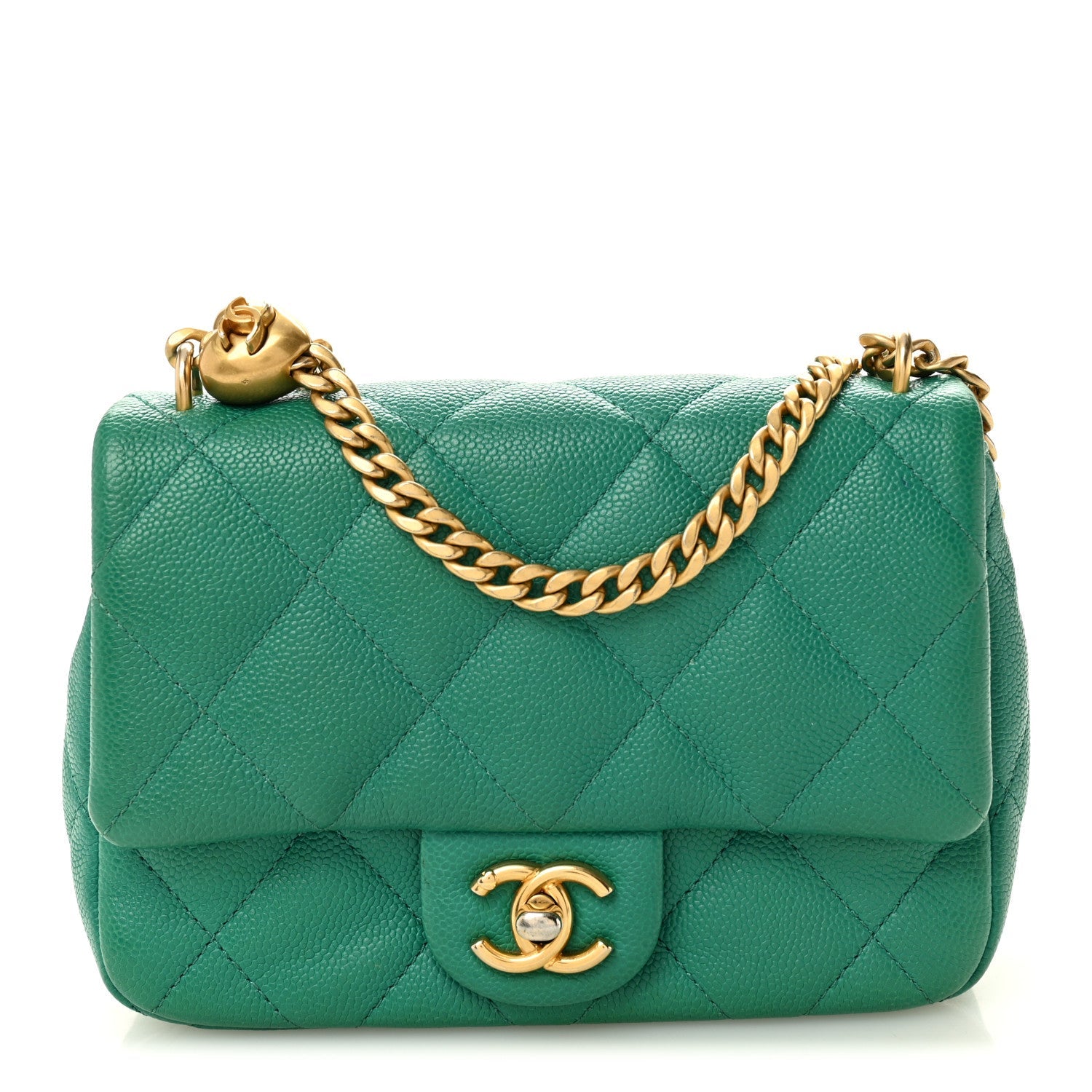 Caviar Quilted Sweetheart Flap Green