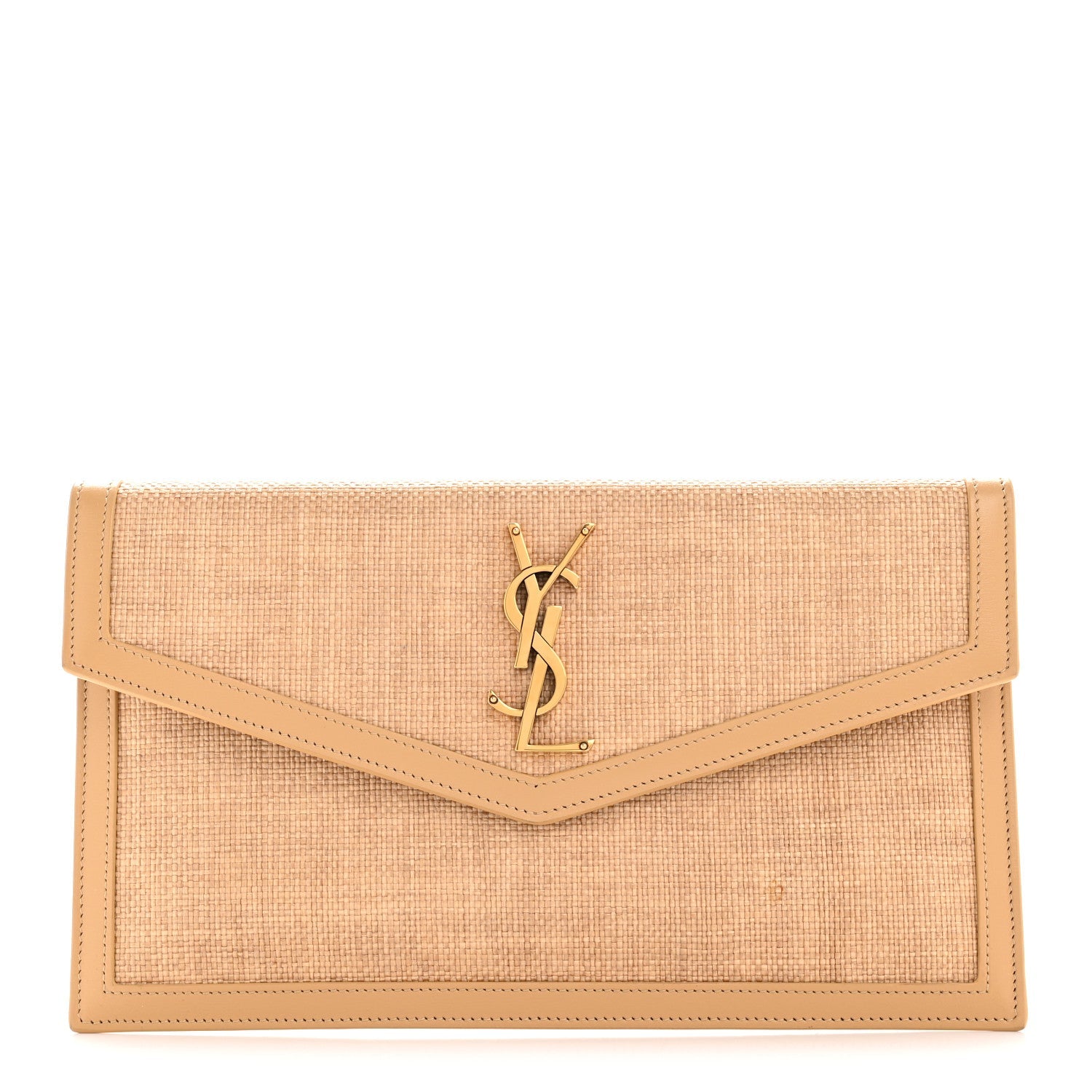Micro Raffia Uptown Pouch Natural Hay Blush
