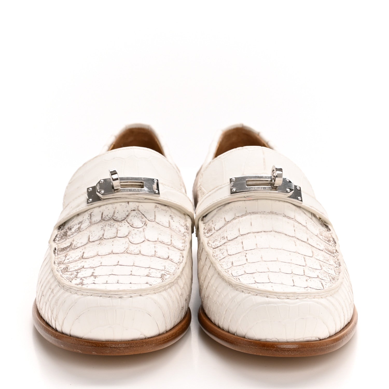 Matte Niloticus Crocodile Himalaya Womens Destin Loafer 38 Blanc