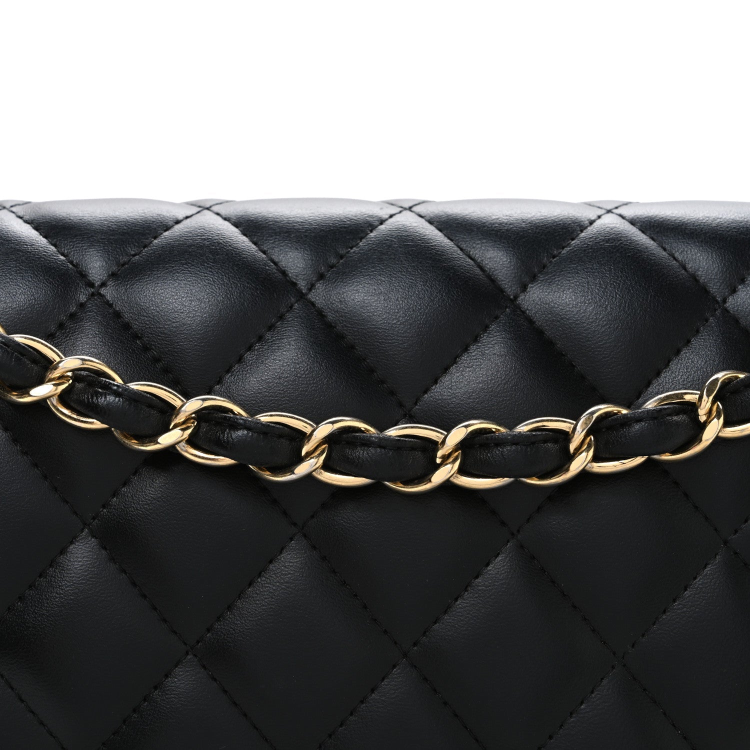 Lambskin Quilted Jumbo Double Flap Black
