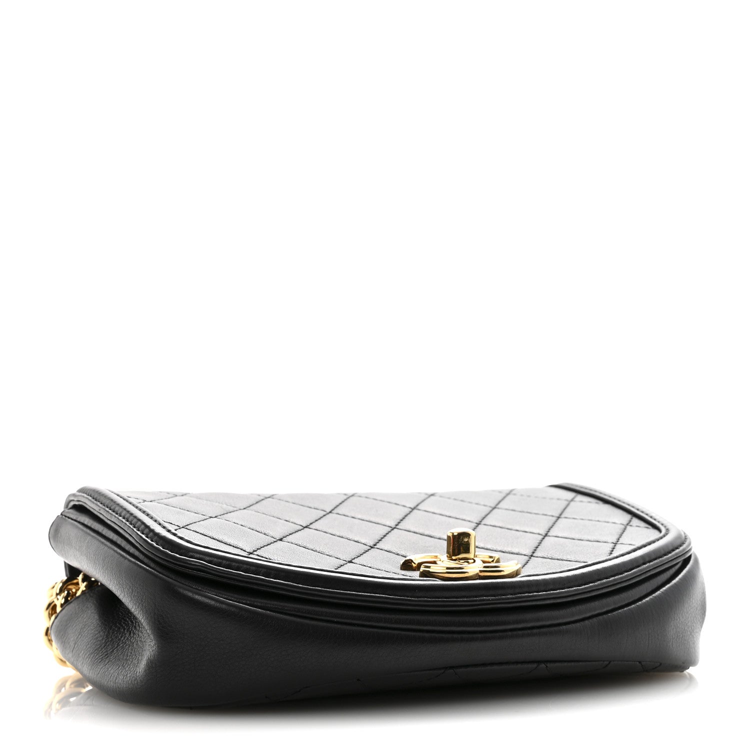 Calfskin Quilted Small Underline Flap Black