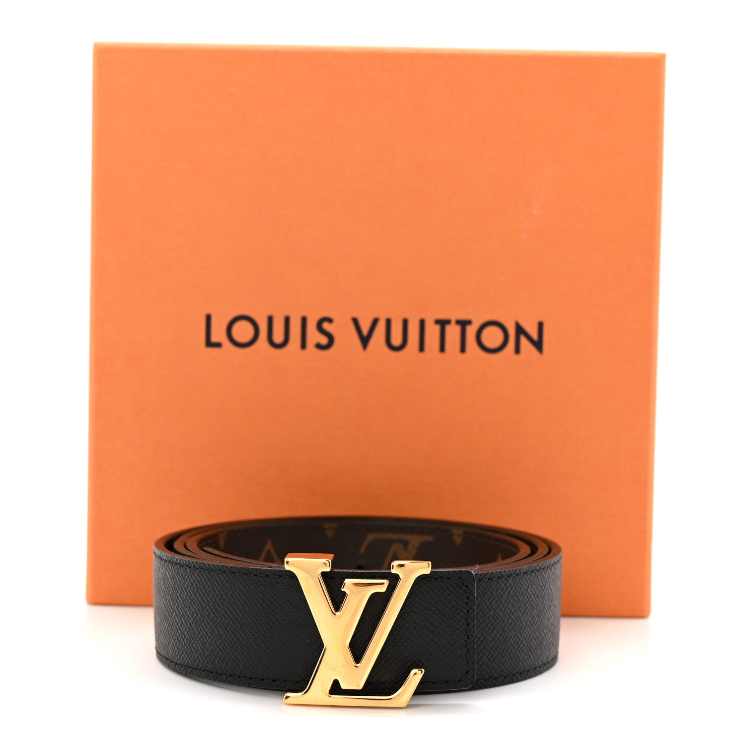 Calfskin Monogram 30mm LV Initiales Reversible Belt 85 34 Black