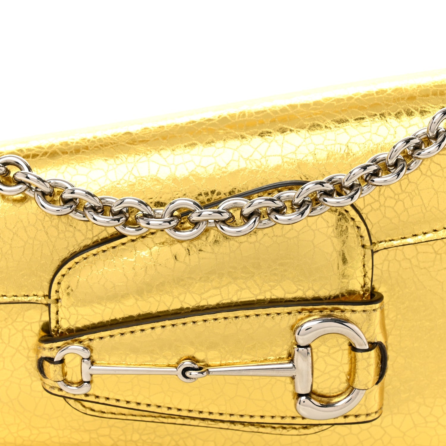 Metallic Calfskin Mini Horsebit 1955 Asymmetric Shoulder Bag Gold