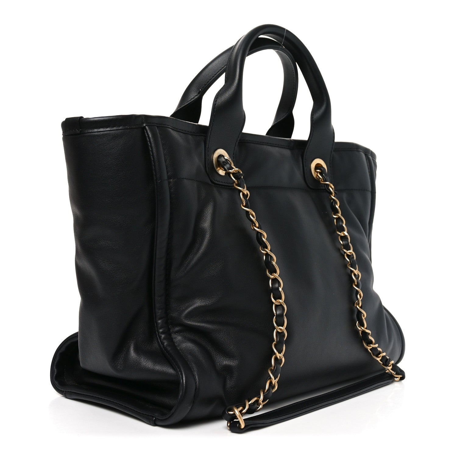 Calfskin Small Deauville Tote Black