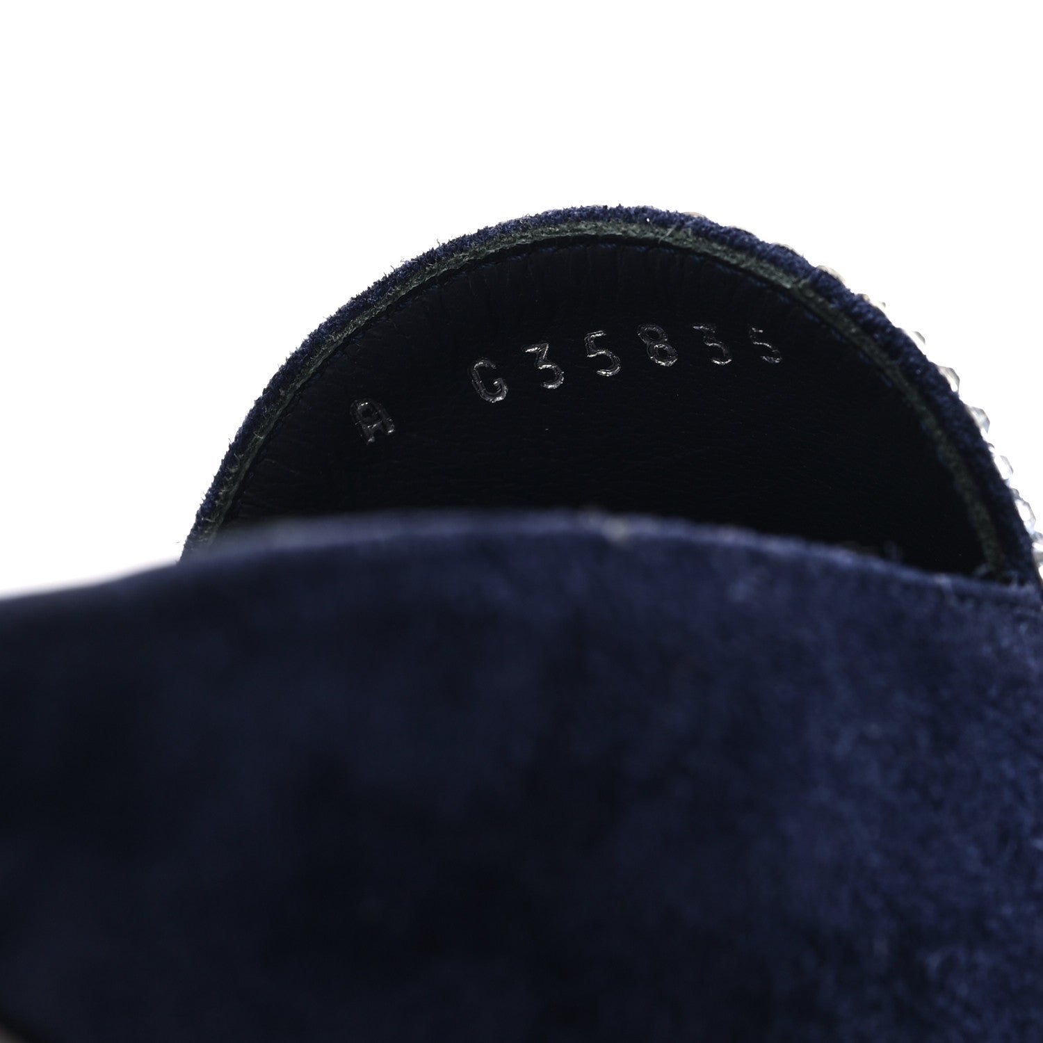 Suede Calfskin Grosgrain Crystal CC Star Mules  37.5 Blue Black