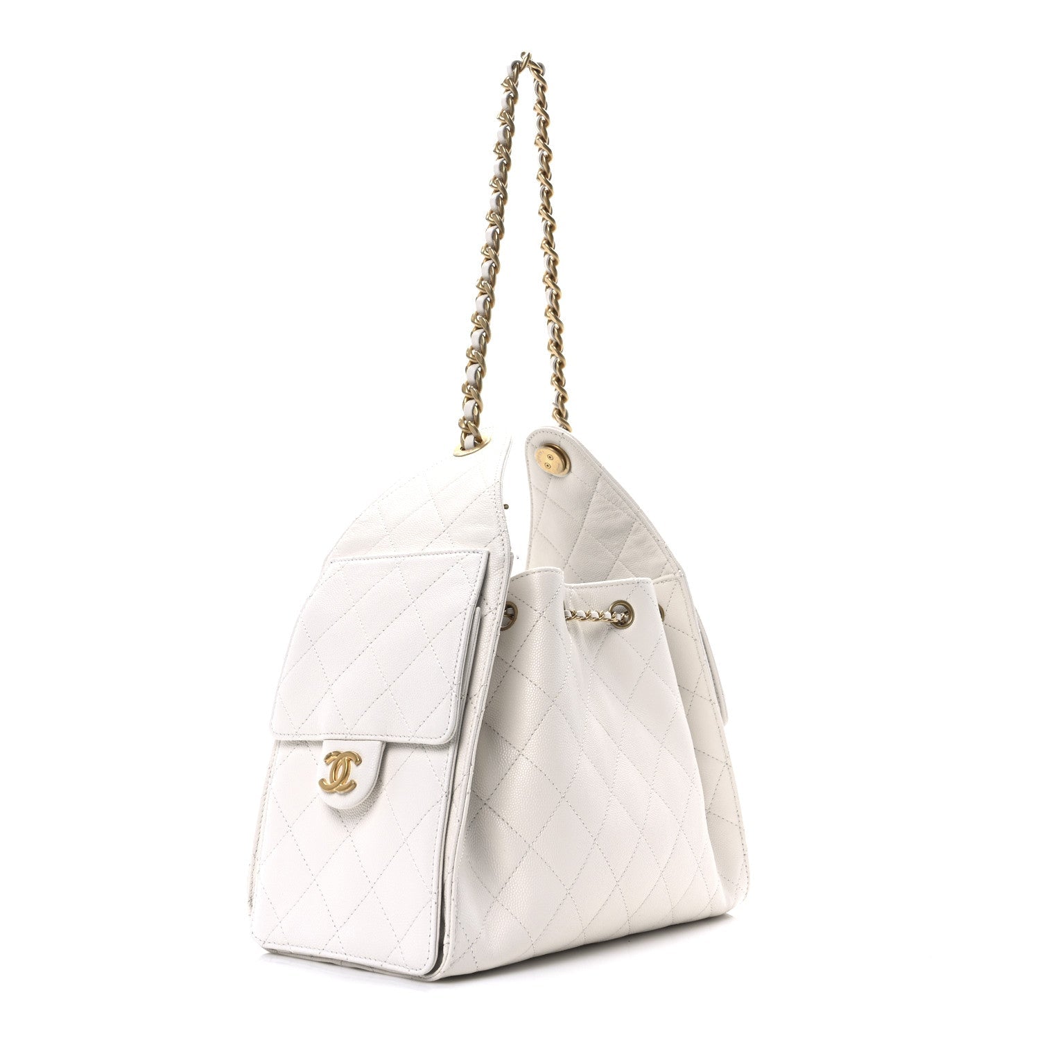 Caviar Quilted Small Chanel 25 Handbag White