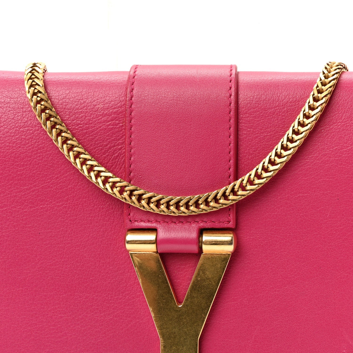 Calfskin Small Classic Y Satchel Fuchsia