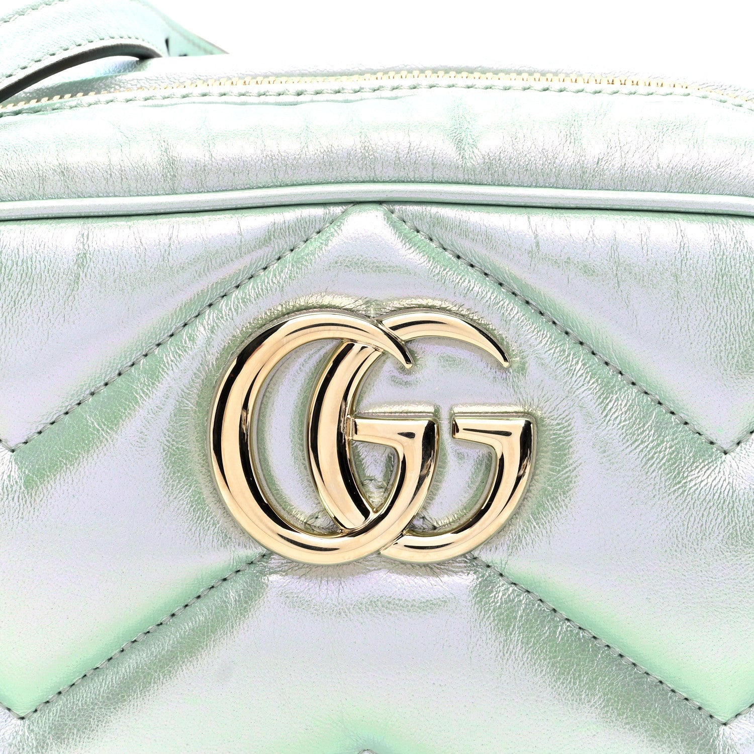 Iridescent Nappa Chevron Matelasse Small GG Marmont Chain Shoulder Bag Iridescent Salvy Green