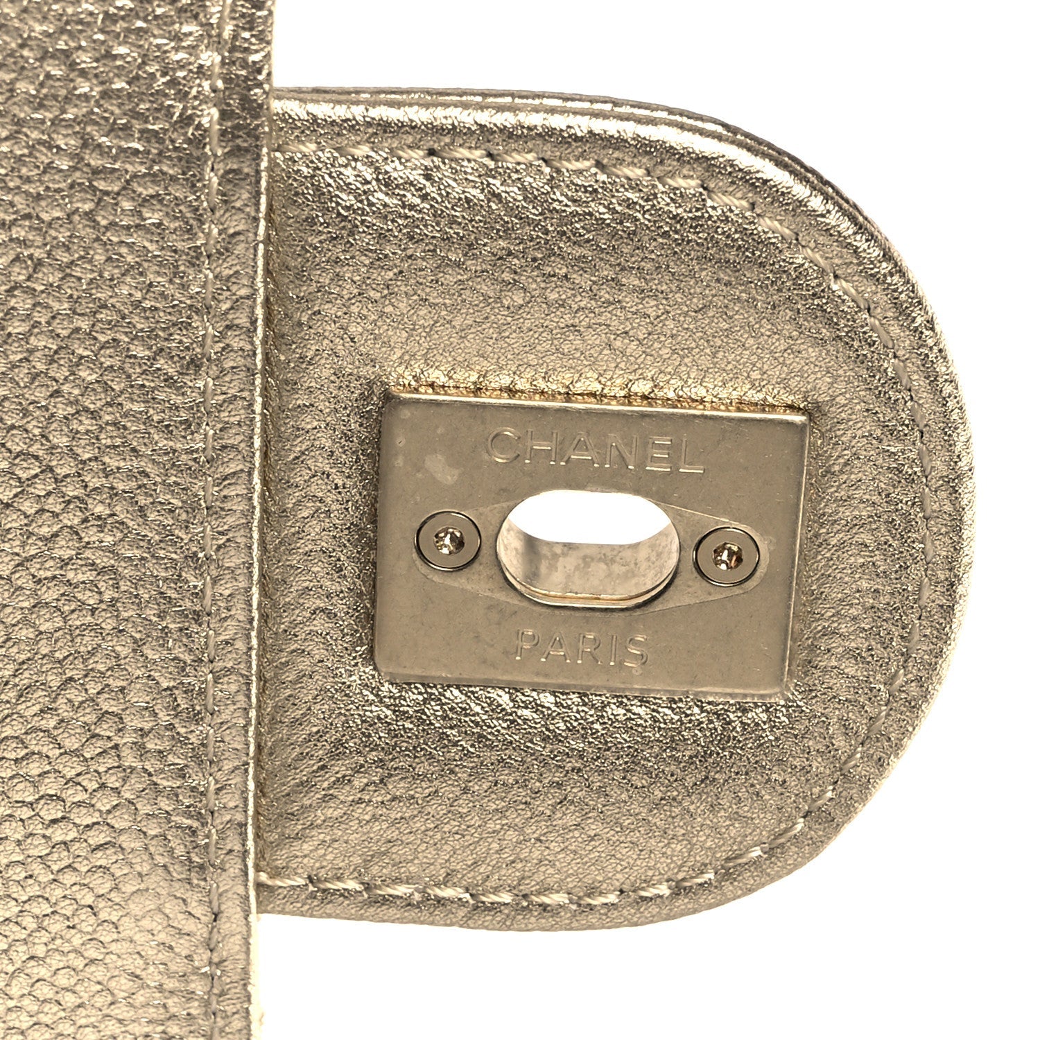 Metallic Caviar Quilted Medium CC Slide Flap Light Gold