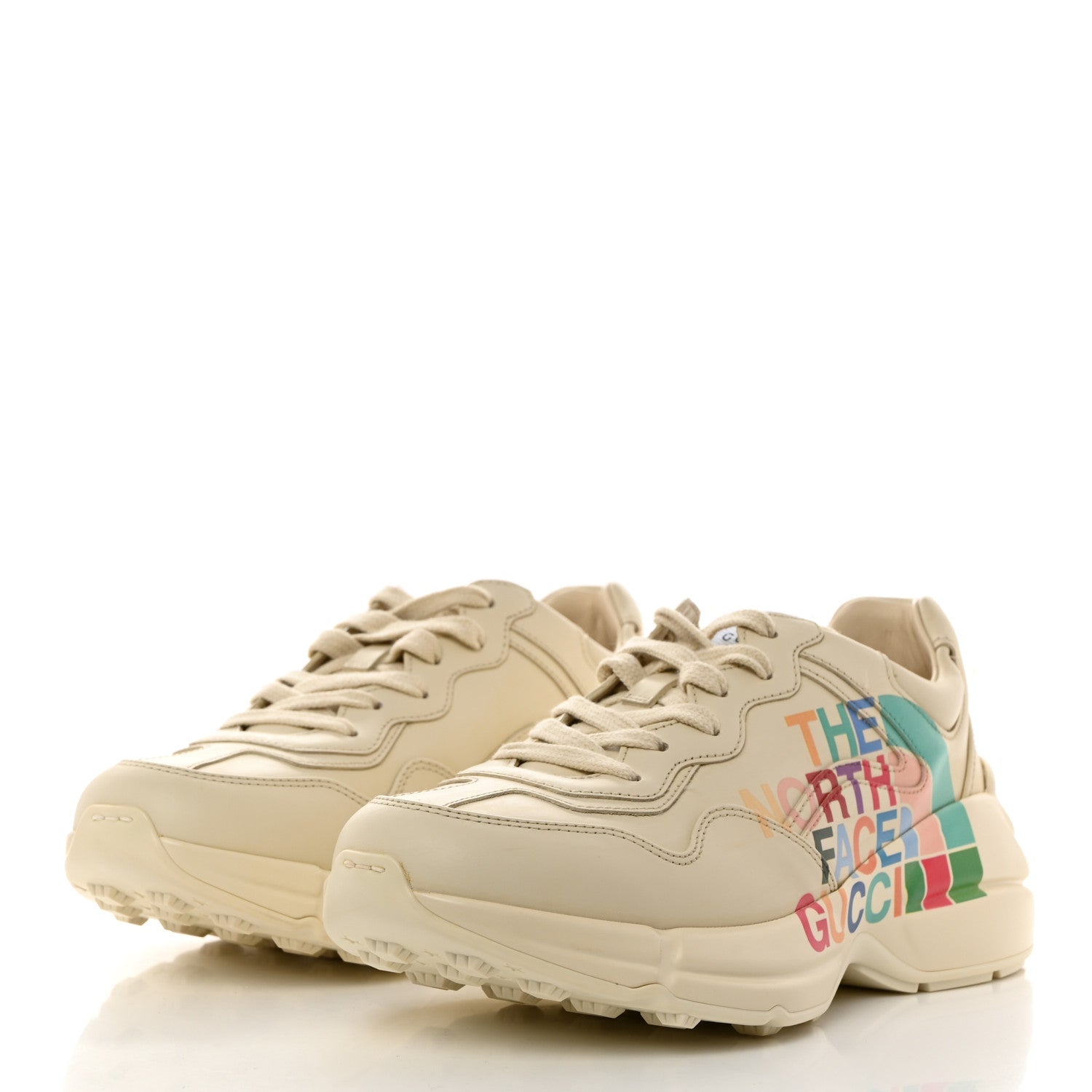 X THE NORTH FACE Calfskin Womens Rhyton Sneakers 37.5 Special Ivory