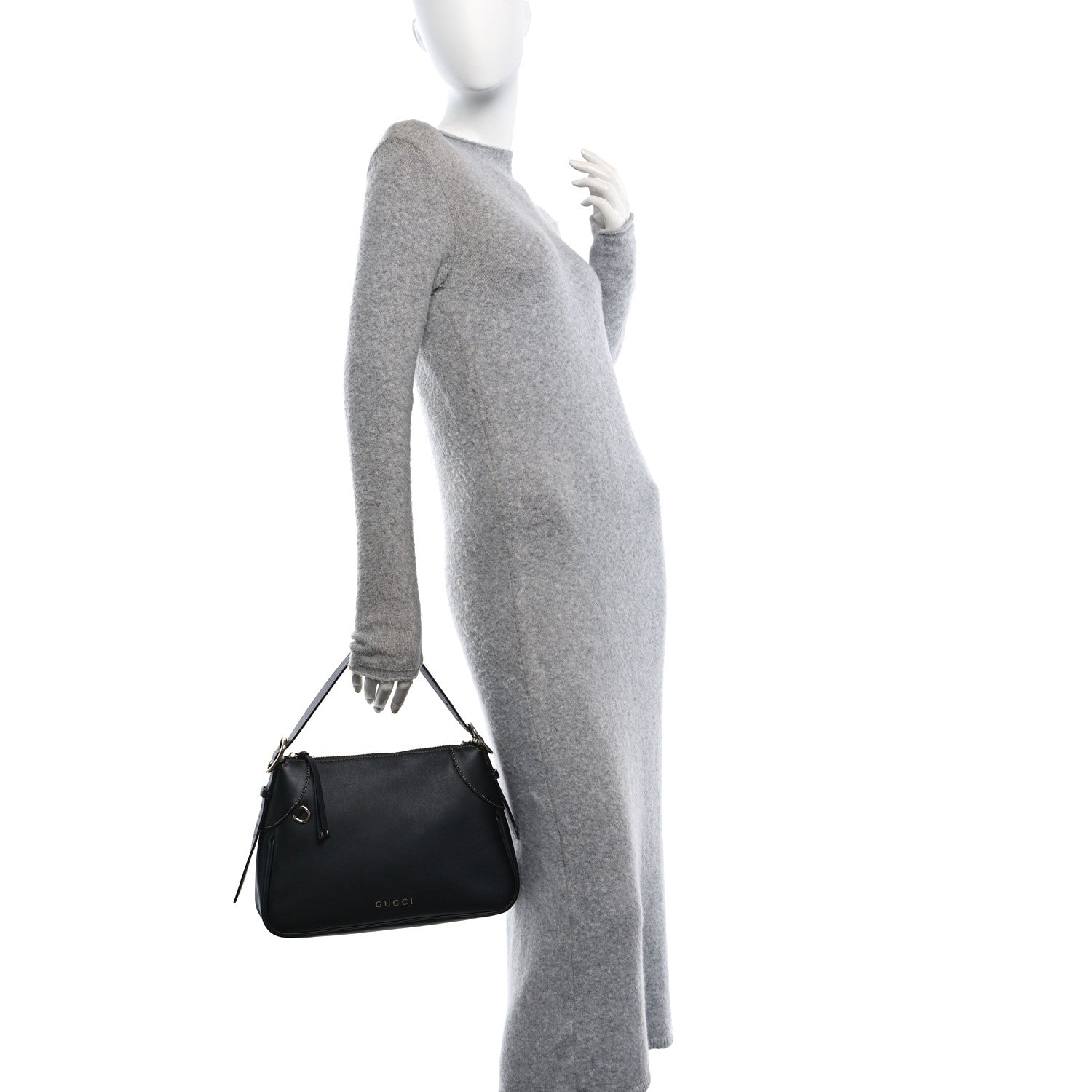 Calfskin Medium Emblem Shoulder Bag Black