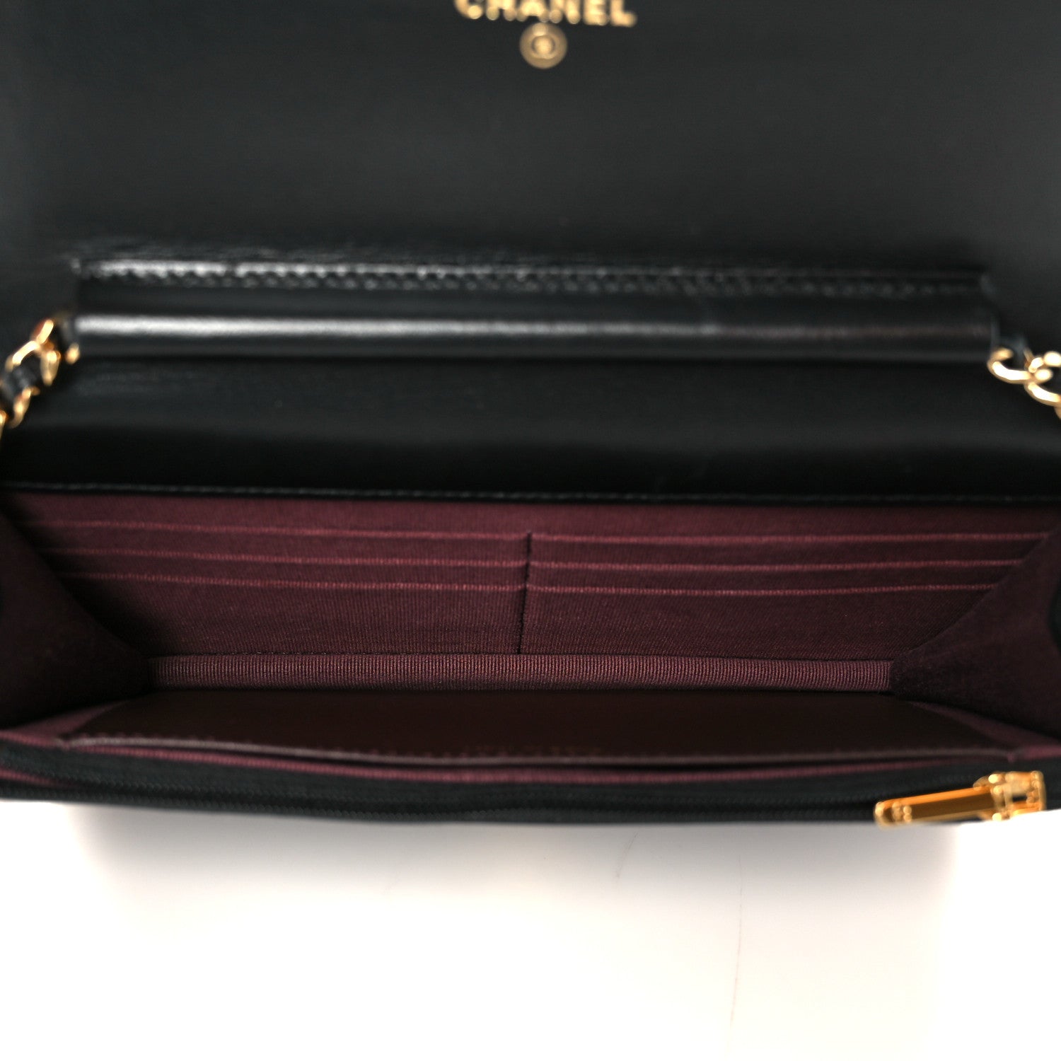Lambskin Quilted Wallet On Chain WOC Black