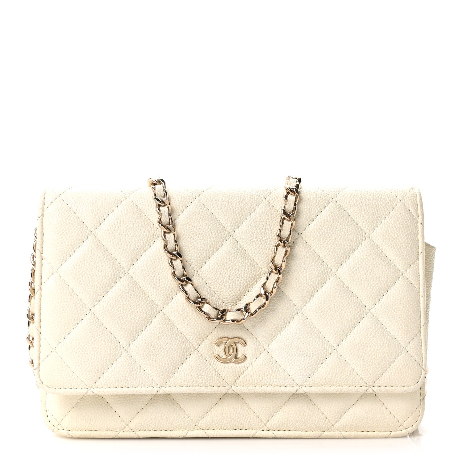 Caviar Quilted Wallet On Chain WOC White