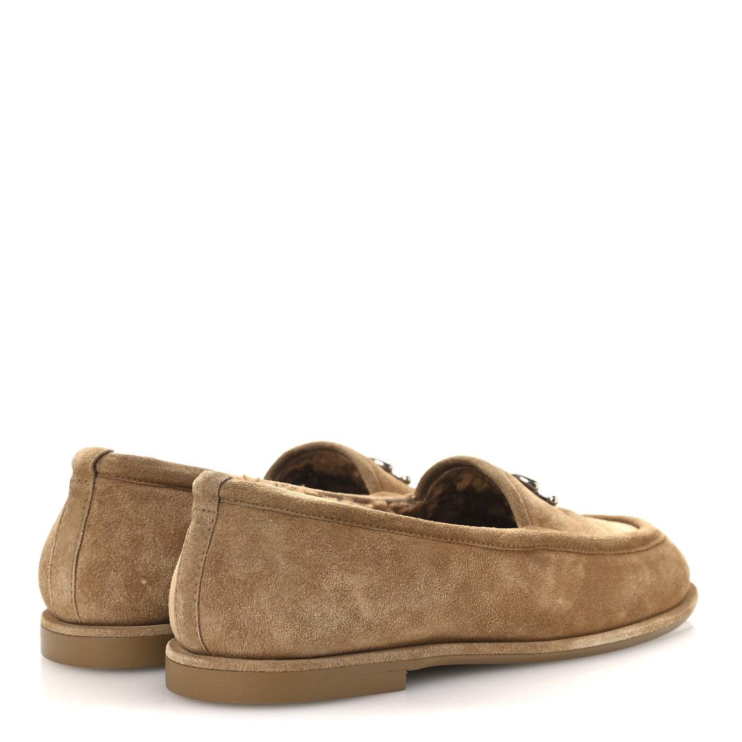Suede Calfskin CC Loafers 36.5 Dark Beige