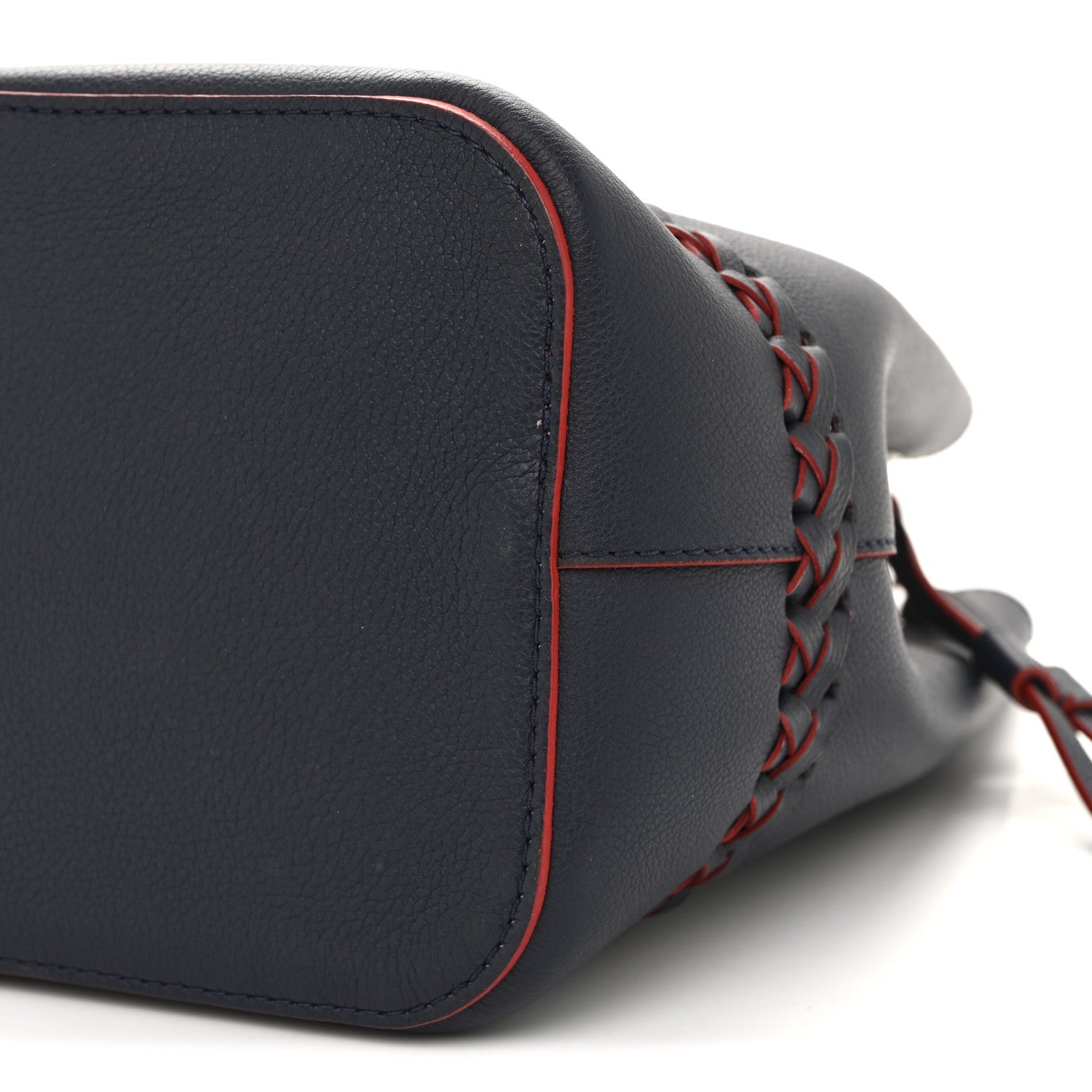 Soft Calfskin Braided Lockme Bucket Marine Rouge