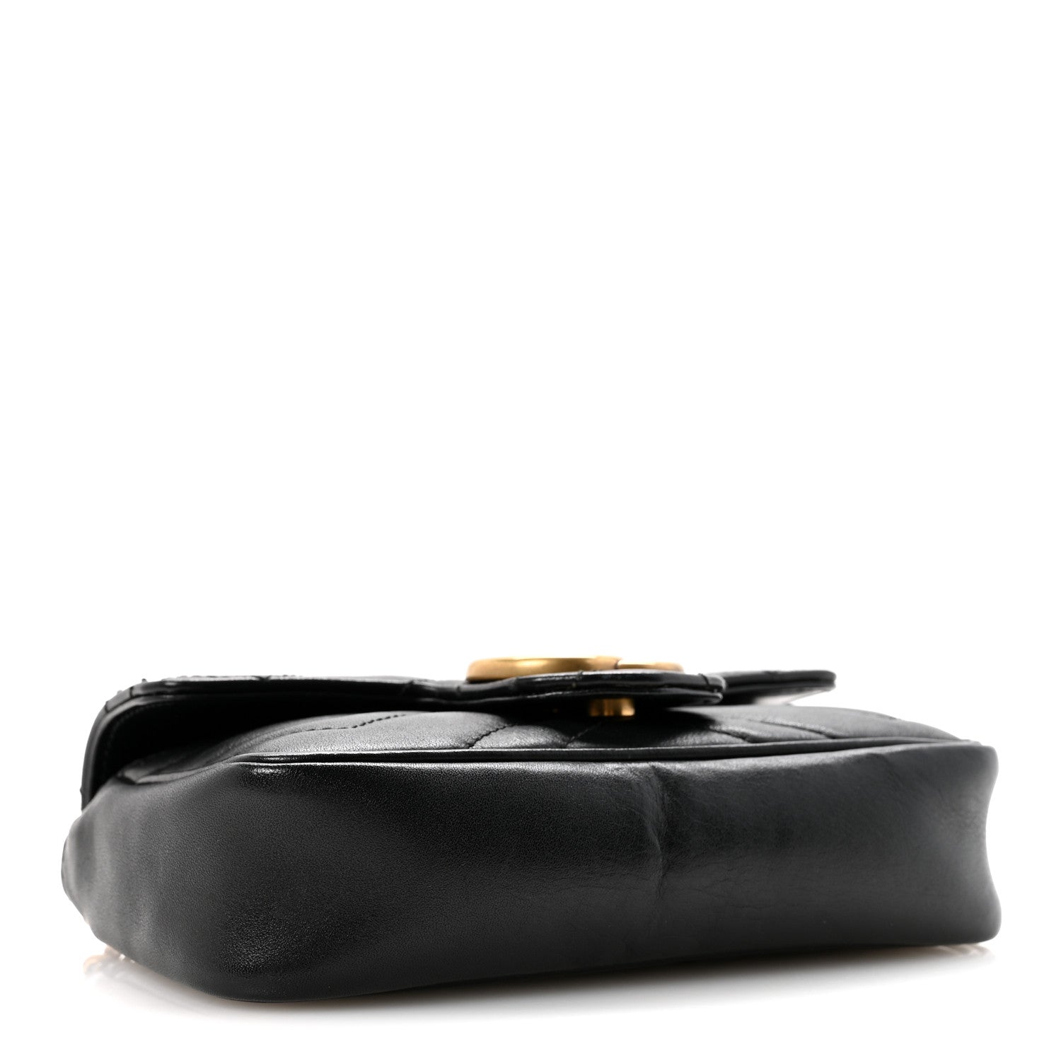 Calfskin Matelasse Super Mini GG Marmont Shoulder Bag Black