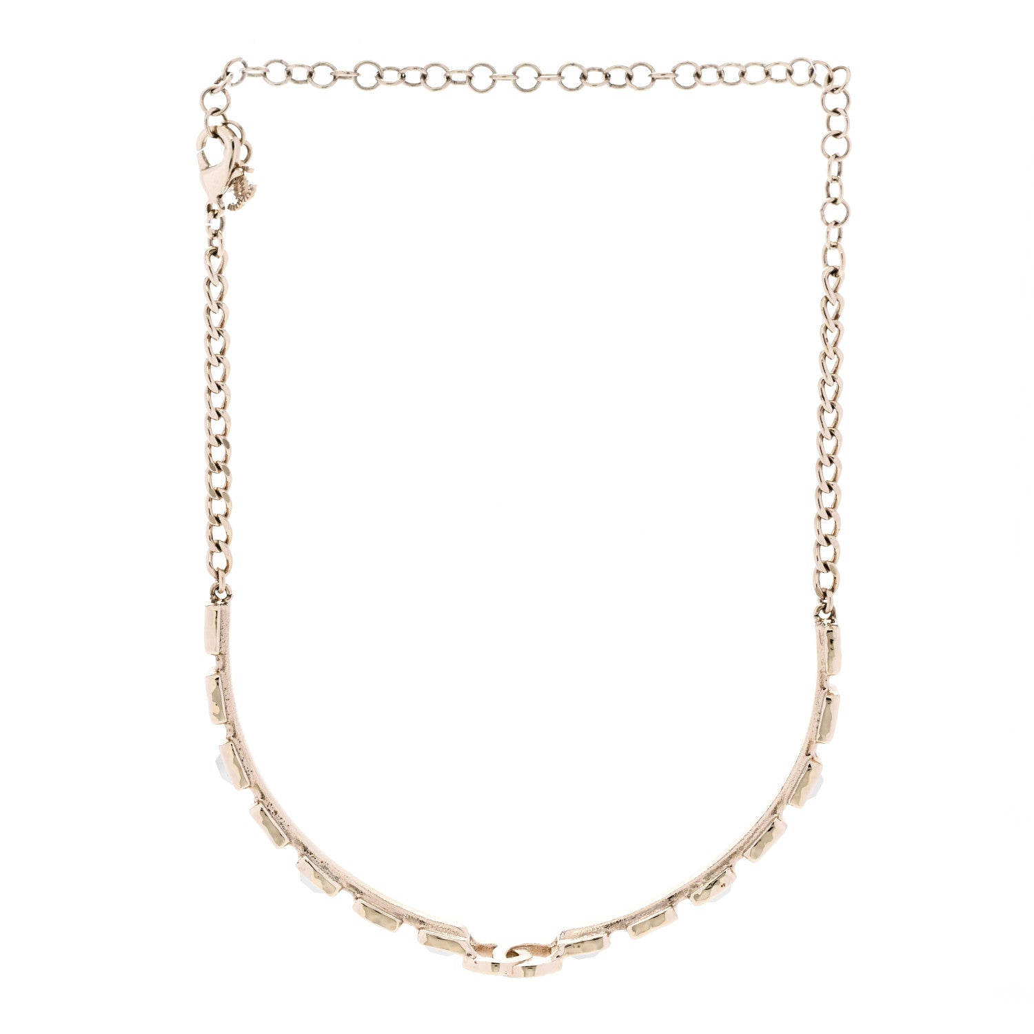Baguette Crystal Logo CC Choker Necklace Gold