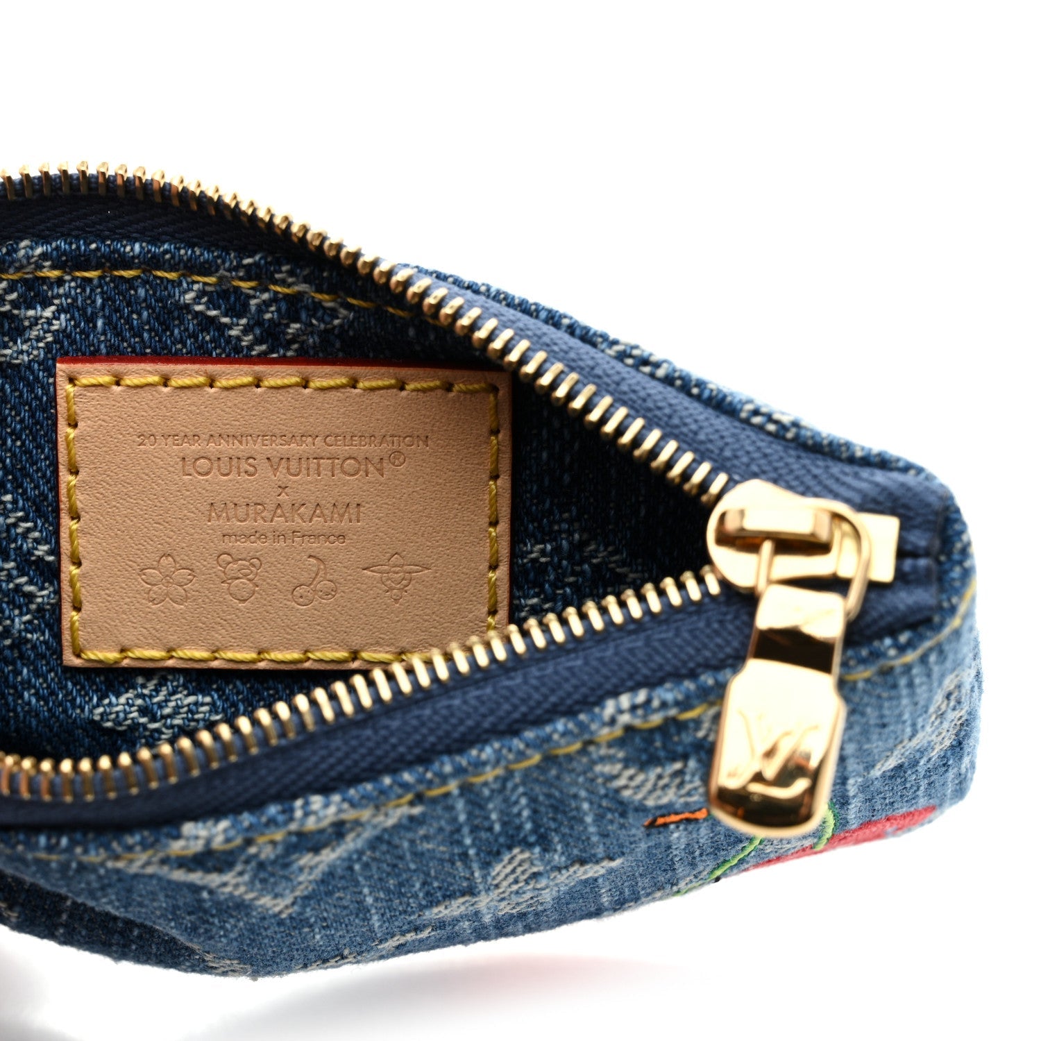 LV X TM Monogram Denim Cerises Key Pouch Blue
