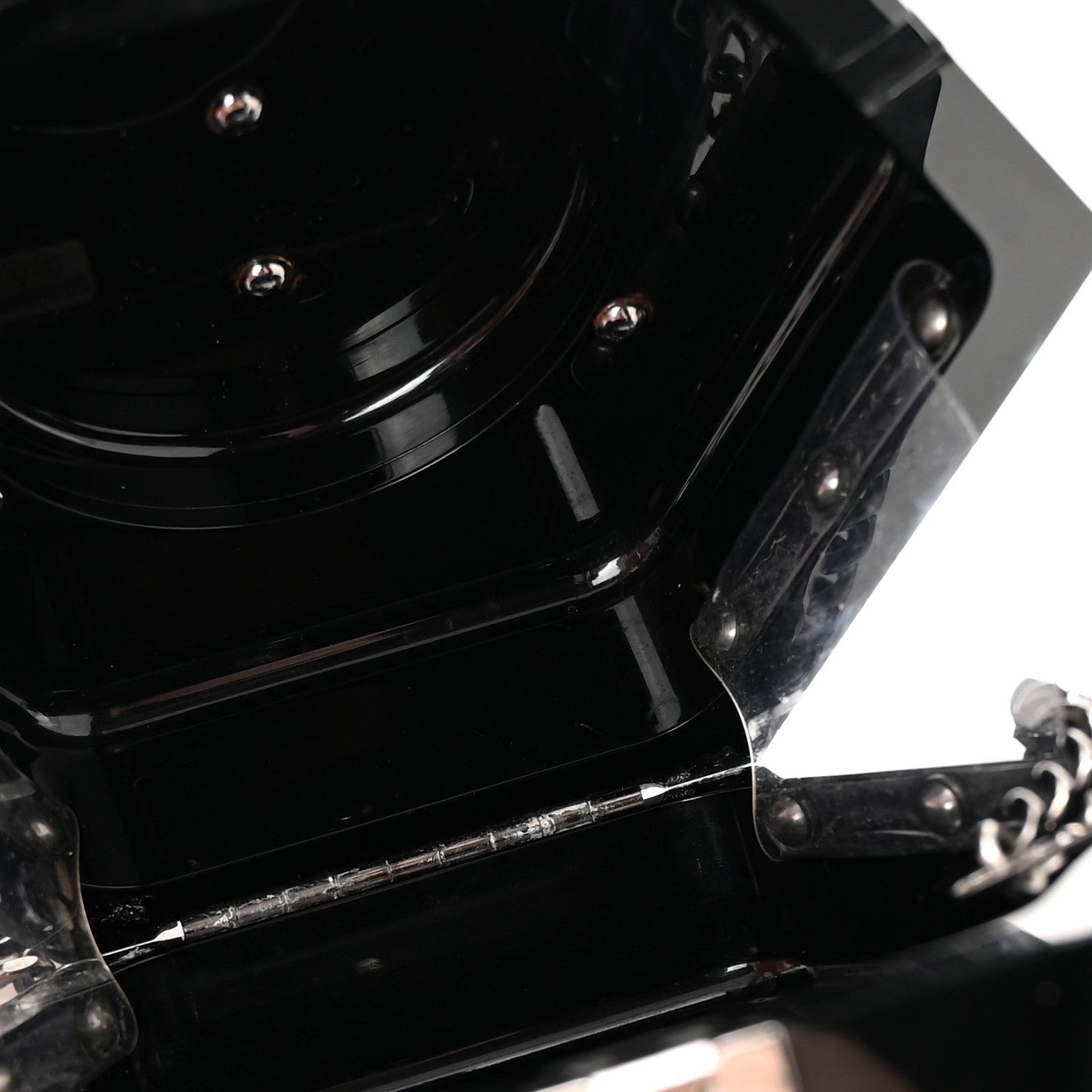 Plexiglass Octagon CC Minaudiere Clutch Black