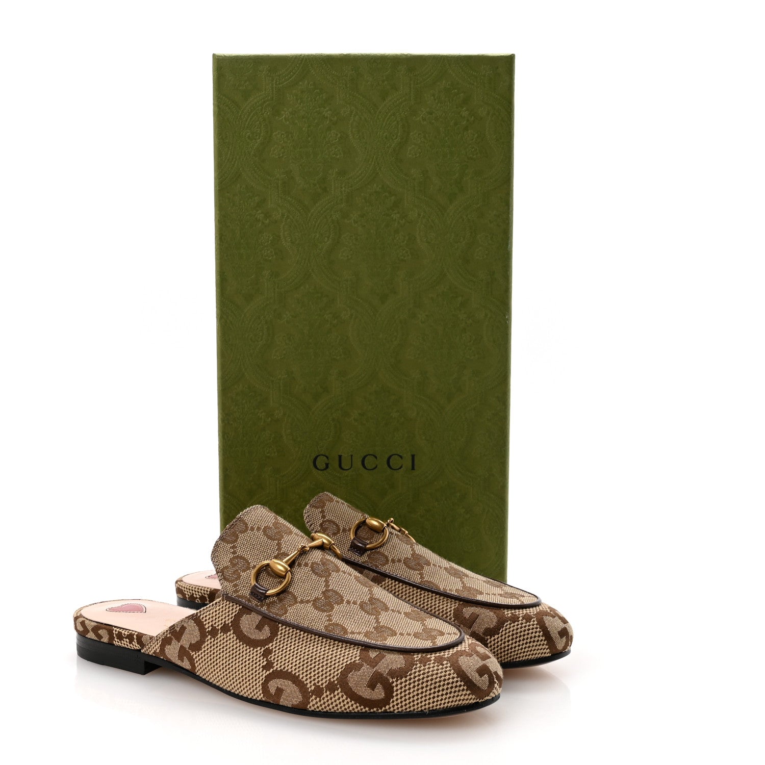 Monogram Jumbo GG Malaga Kid Womens Princetown Slippers 35.5 Camel Ebony New Acero Beige