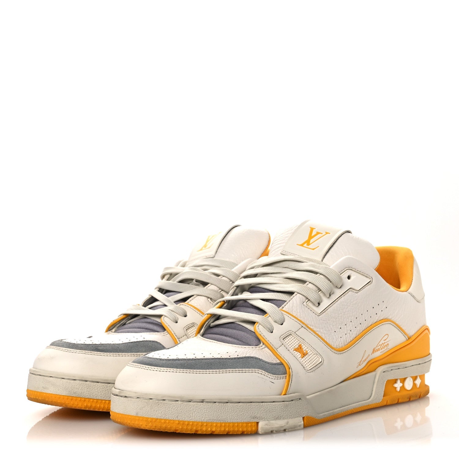 Calfskin LV Trainer Sneakers 11 Yellow