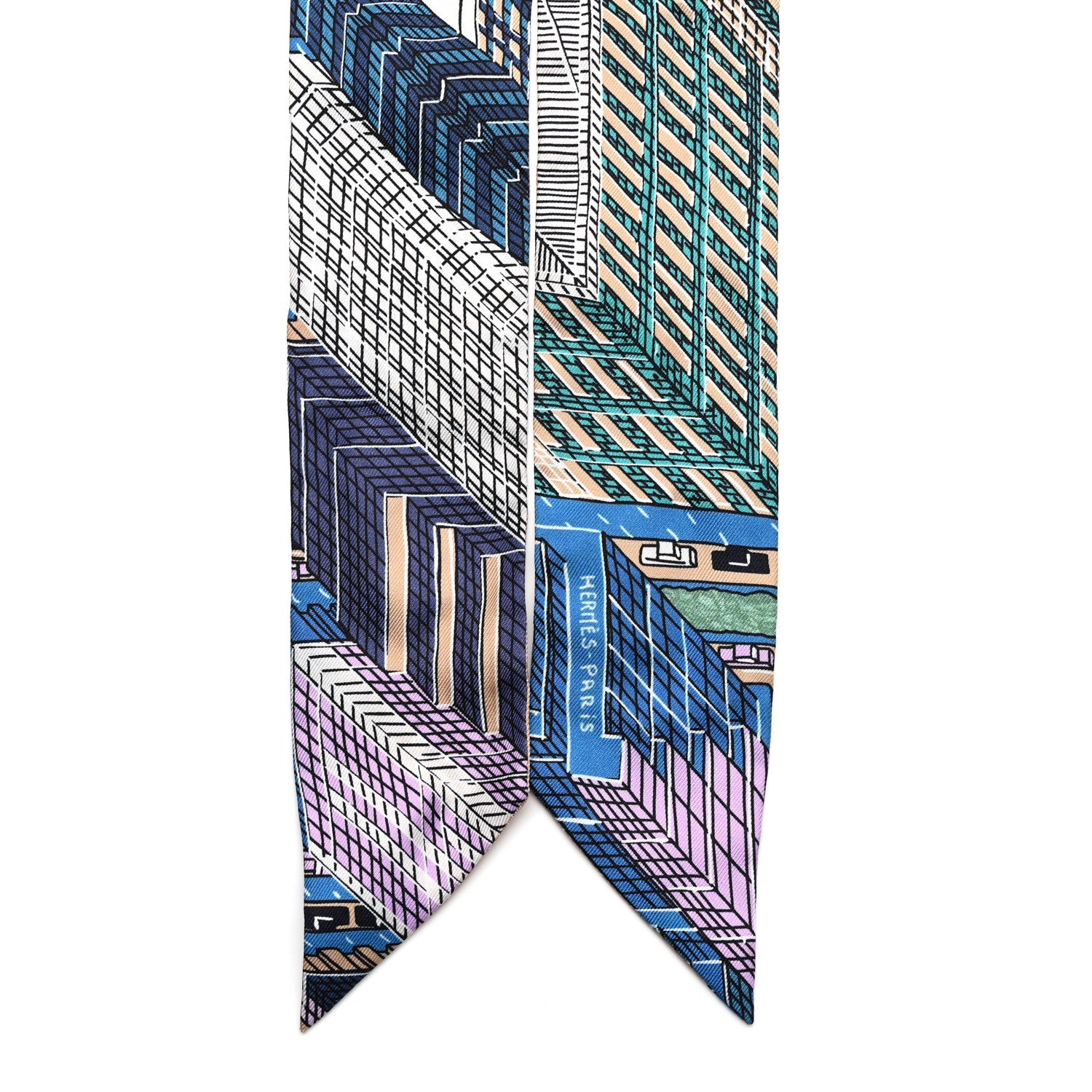 Silk Pantin City Twilly Beige Bleu Cobalt Vert